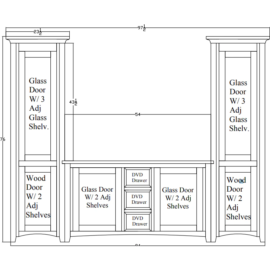 QW Amish Garnet Hill 3pc Wall Unit - Image 3