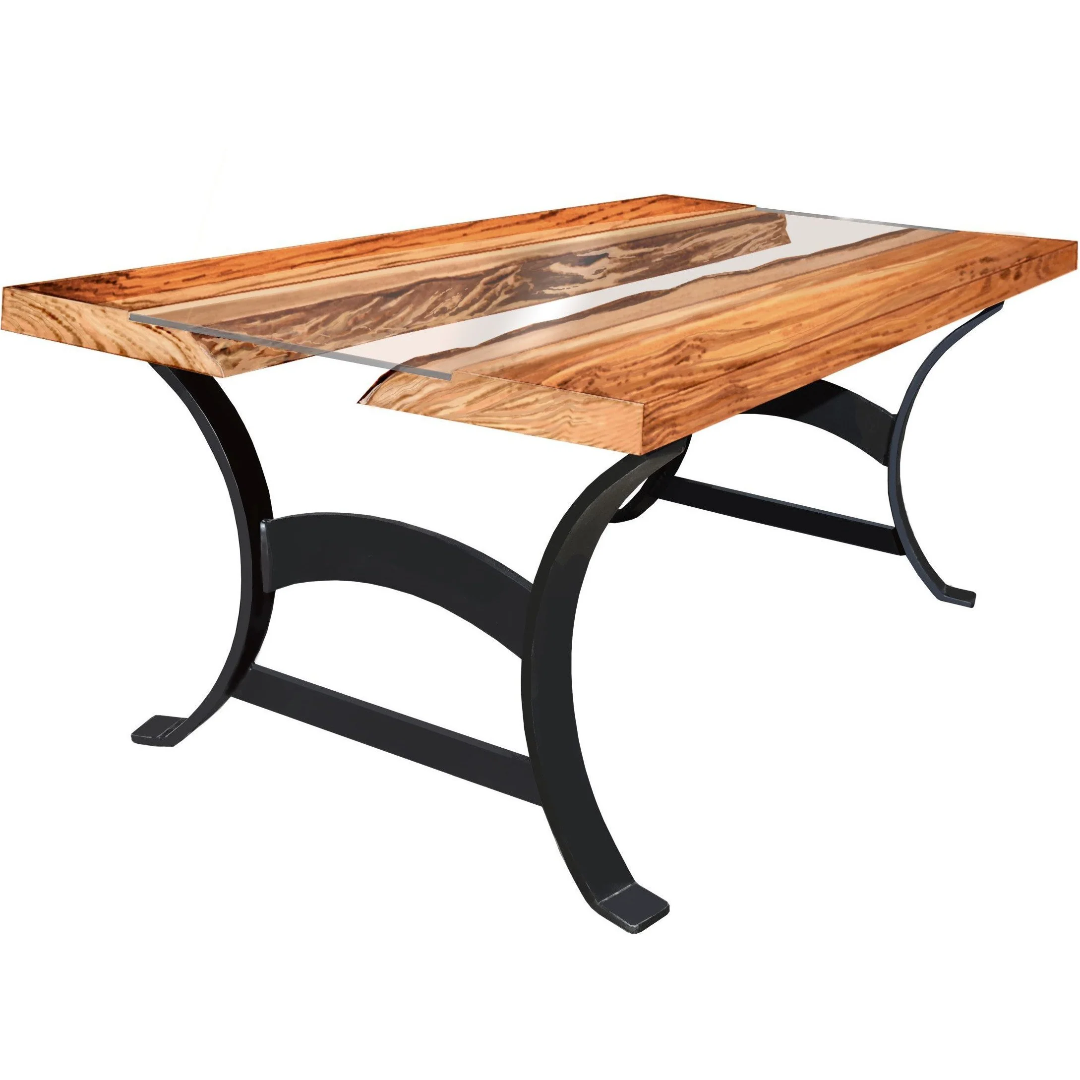 QW Amish Golden Gate Live Edge Coffee Table w/ Glass Insert