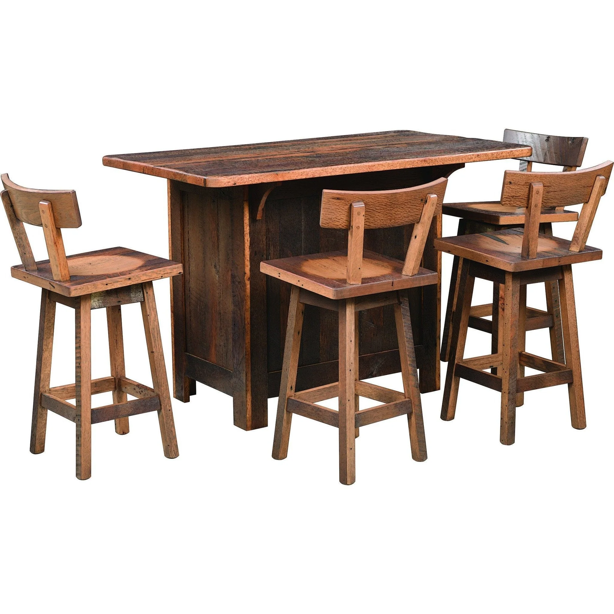 QW Amish Greenville Reclaimed Swivel Stool w/ Back - Image 2