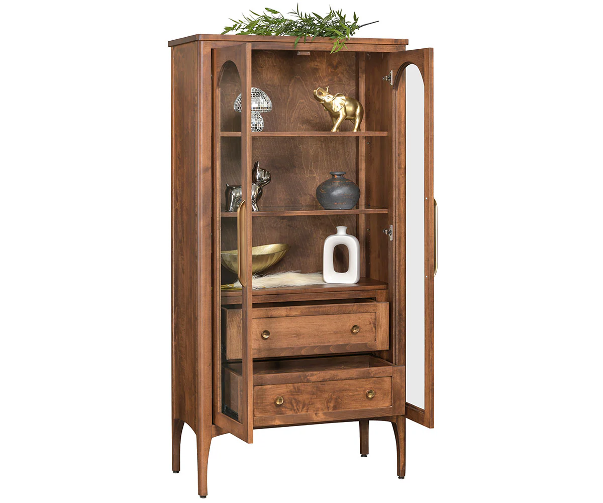 QW Amish Greyson Display Cabinet w/ Interior Drawers