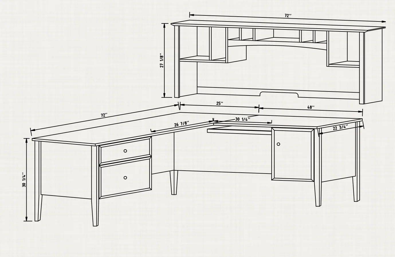 QW Amish Hampton L-shape Desk with Optional Hutch - Image 3