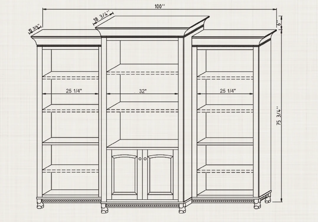 QW Amish Henry Stephen's 3pc Bookcase Wall - Image 4