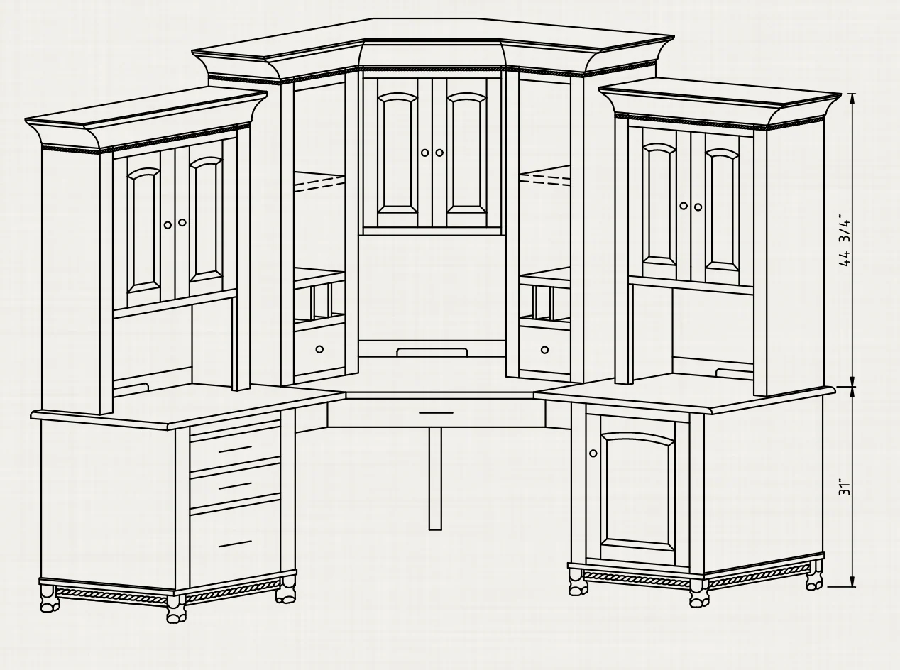 QW Amish Henry Stephen's 6pc Corner Desk - Image 2