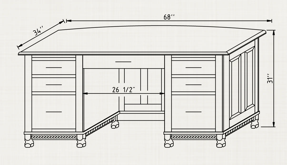 QW Amish Henry Stephen's Executive Desk - Image 3