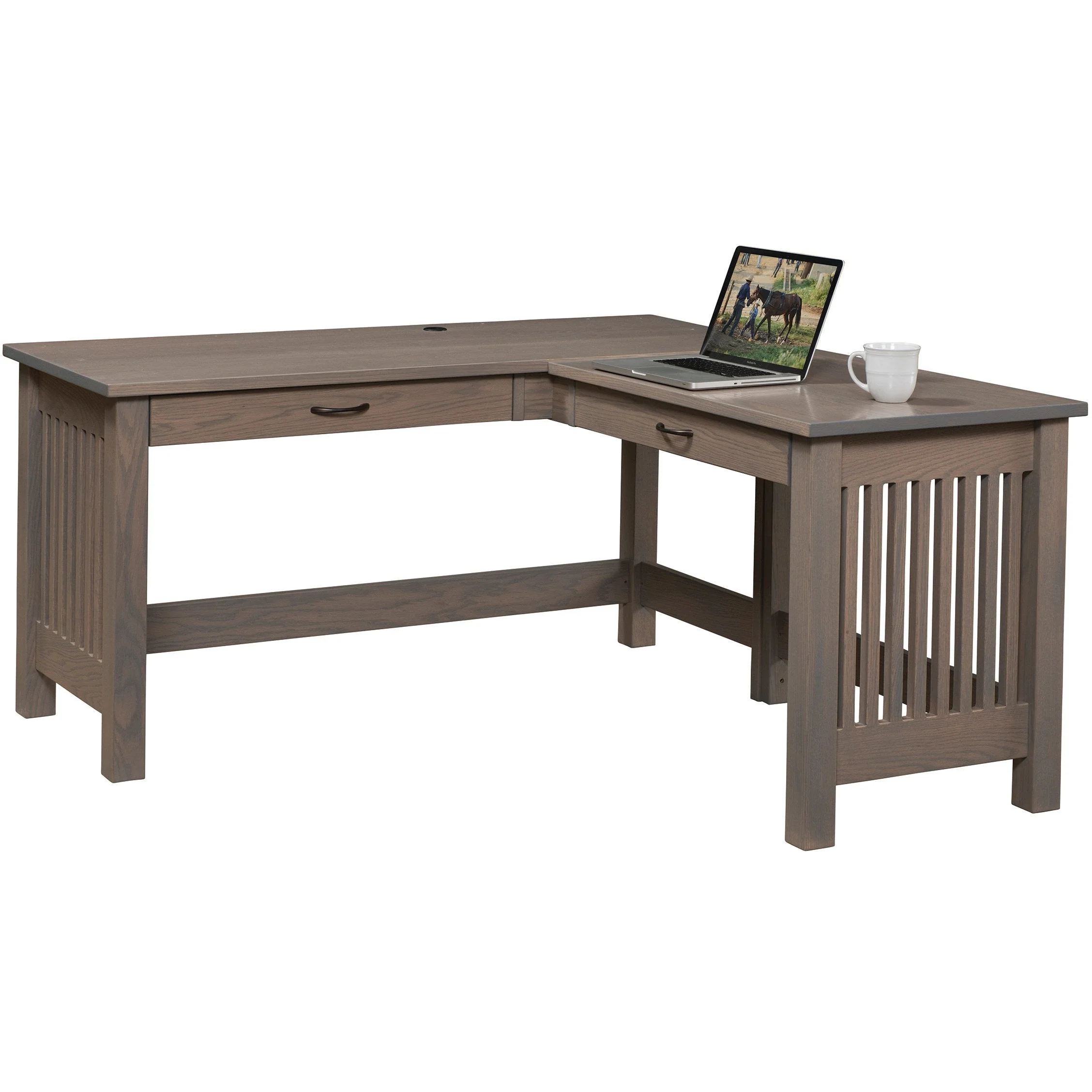 QW Amish JD Mission L-Shape Desk w/ Optional Hutch - Image 2