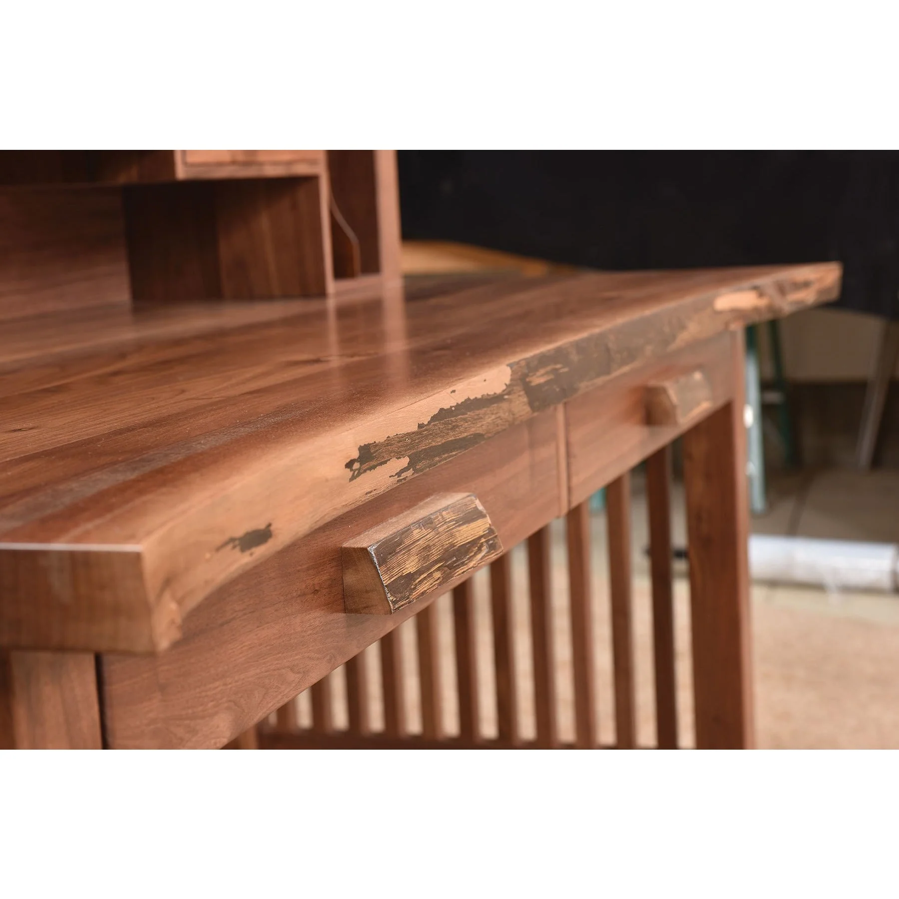 QW Amish JD Mission Live Edge 62" Writing Desk w/ Optional Hutch - Image 3