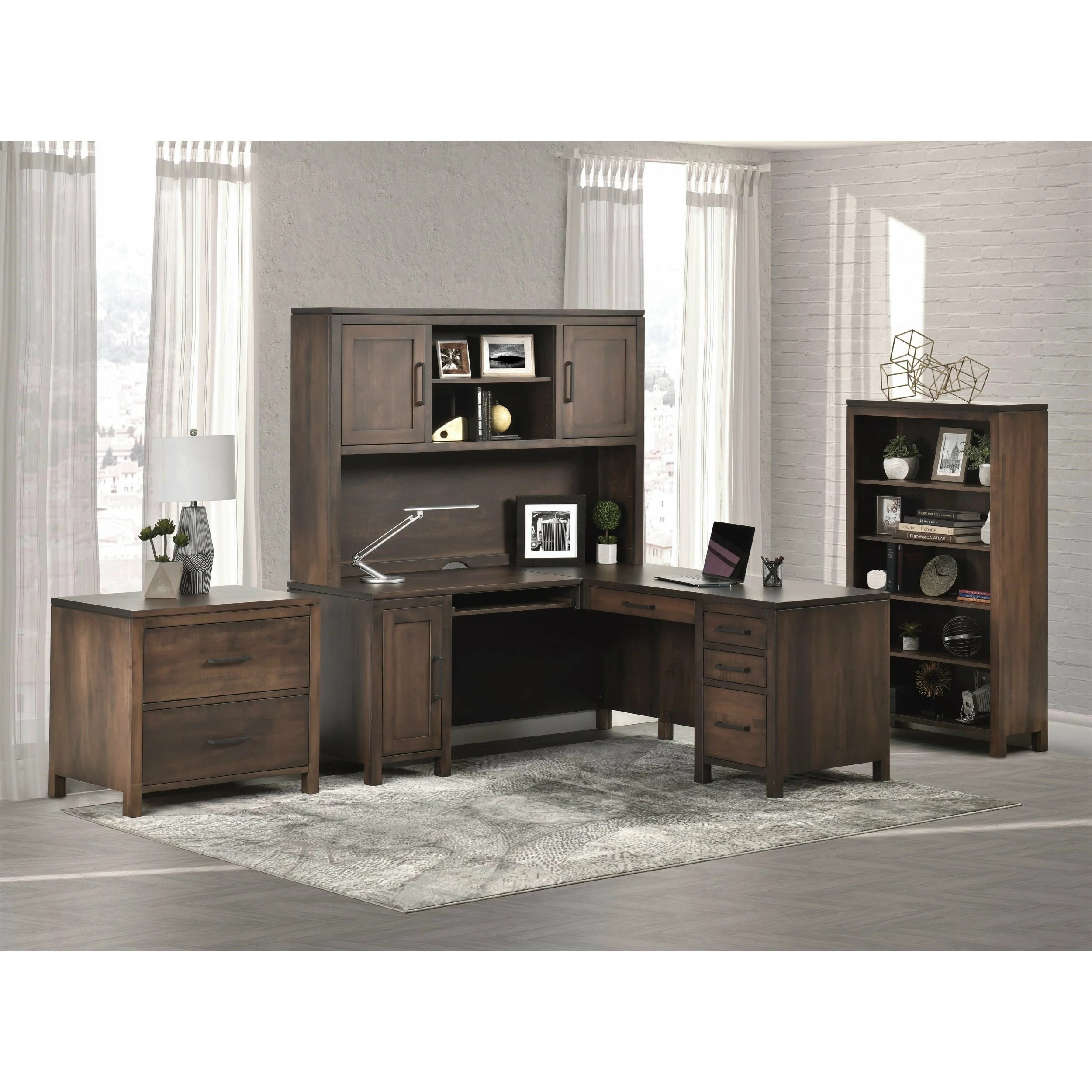 QW Amish Leon L Shape Desk w/ Optional Hutch - Image 4