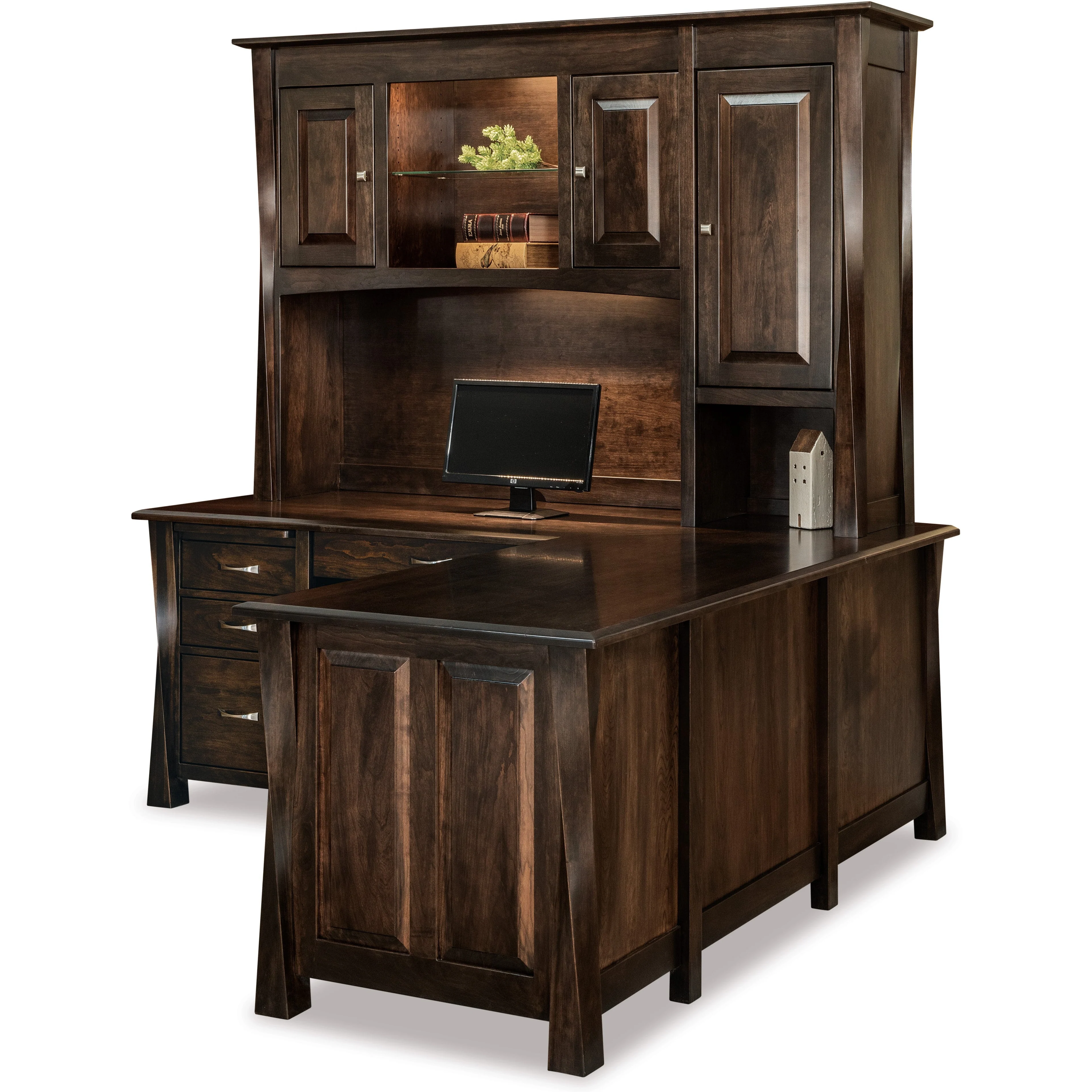 QW Amish Lexington Arc 'L' Desk w/ Optional Hutch - Image 2