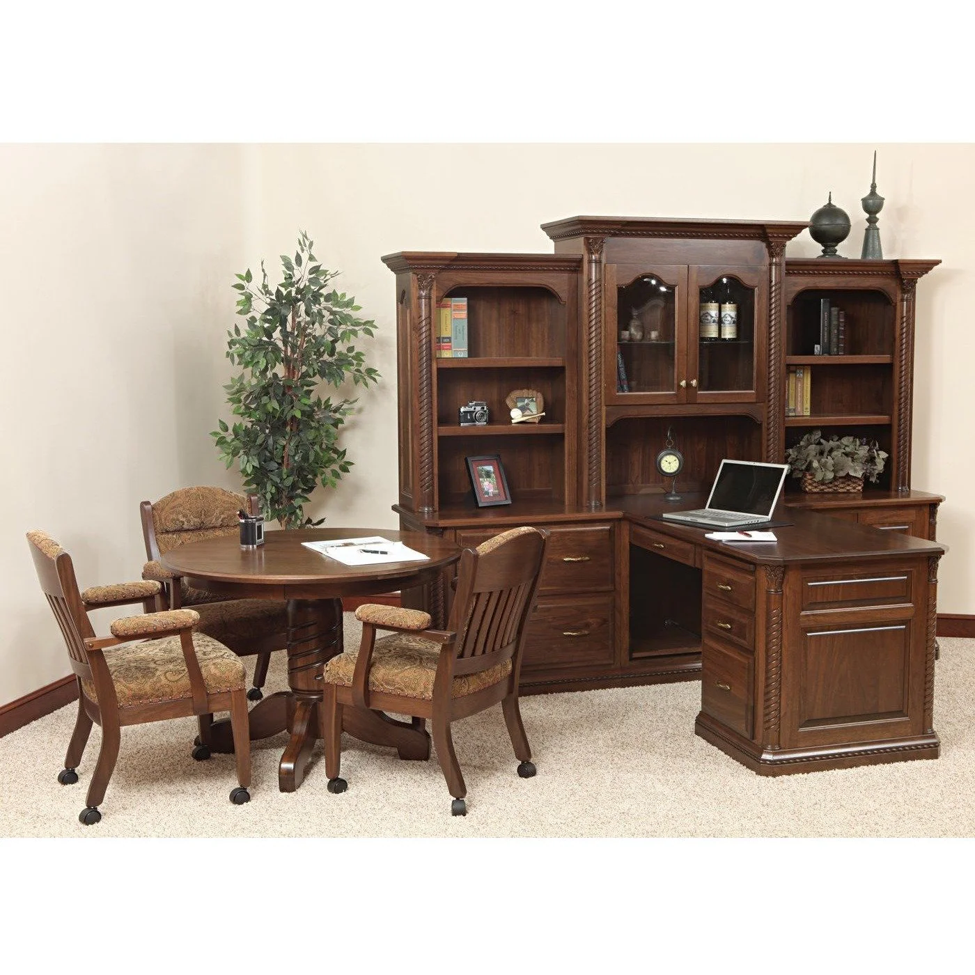 QW Amish Lexington Office Partner Desk & Three-Piece Hutch - Image 2