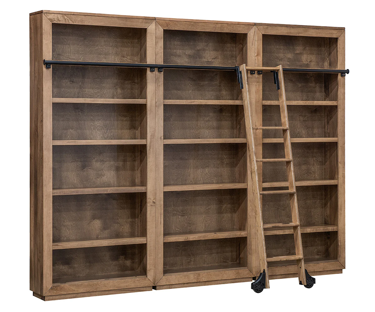 QW Amish Lexus Library Wall with Rolling Ladder