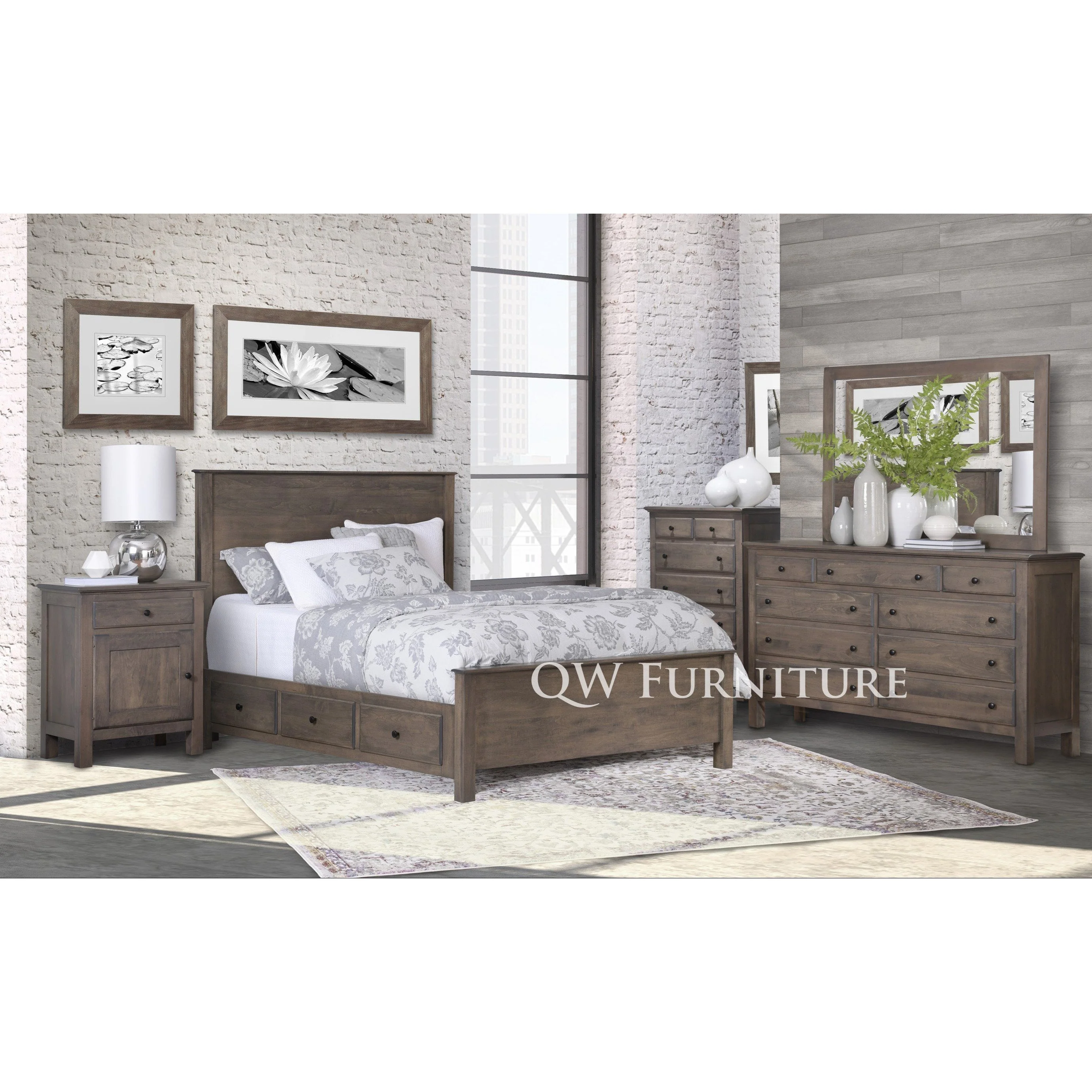 QW Amish Lodge Slab 6 Drawer Storage Bed - Image 3