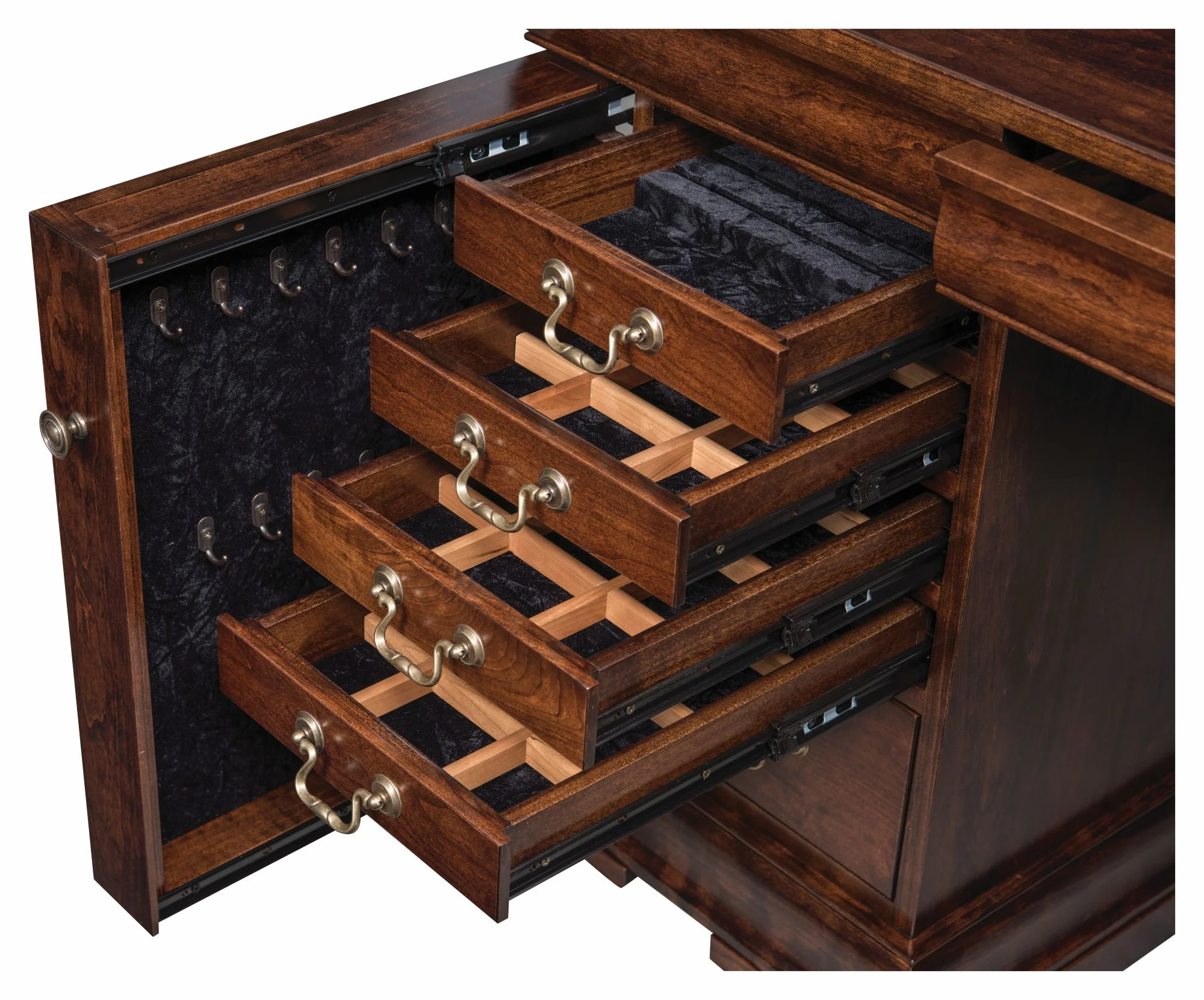 QW Amish Louis Phillipe 56" Jewelry Vanity & Optional Stool - Image 2