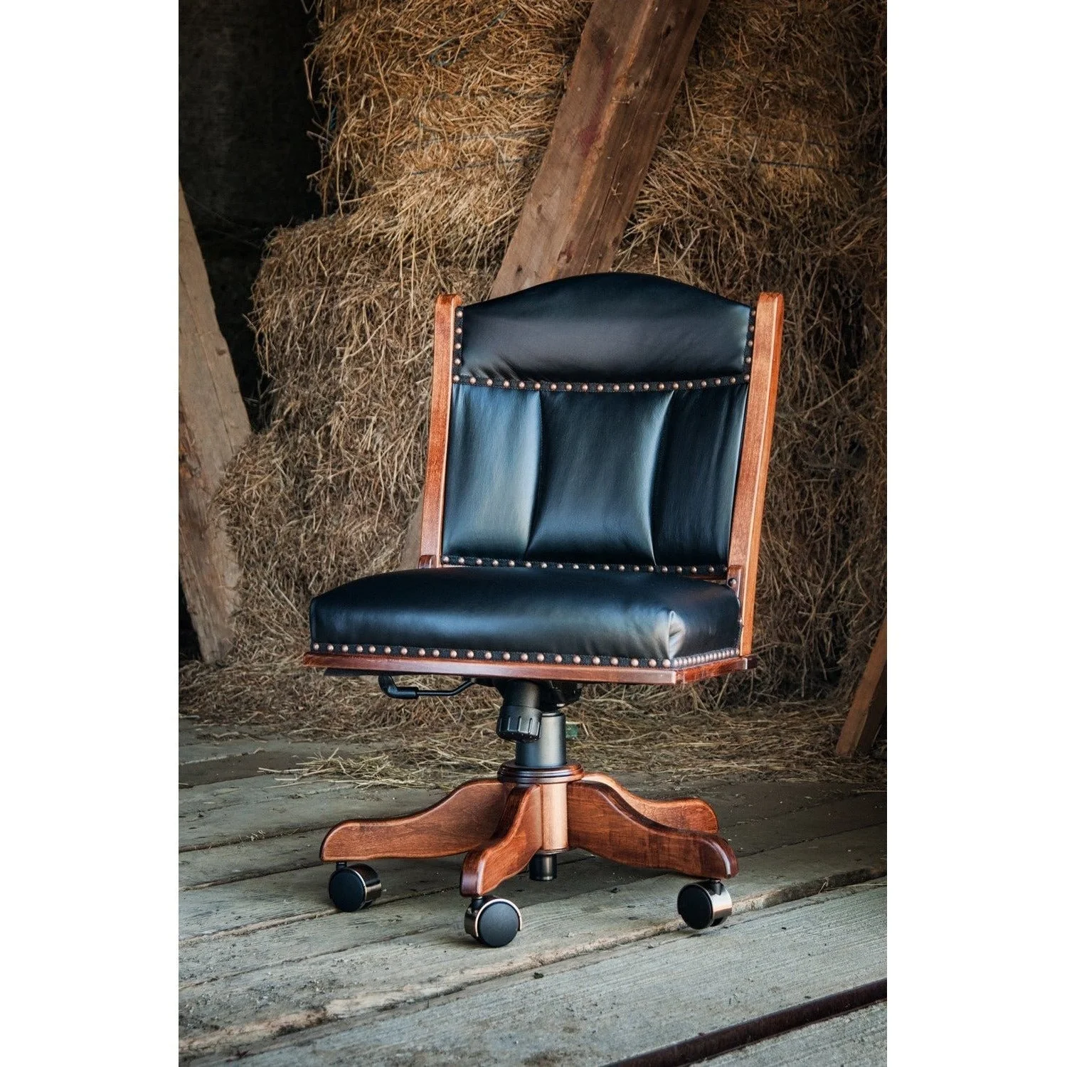 QW Amish Buckeye Low Back Side Desk Chair - Image 4