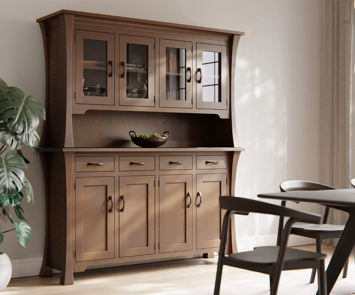 QW Amish Lyndon 4 Door Hutch and Buffet - Image 3