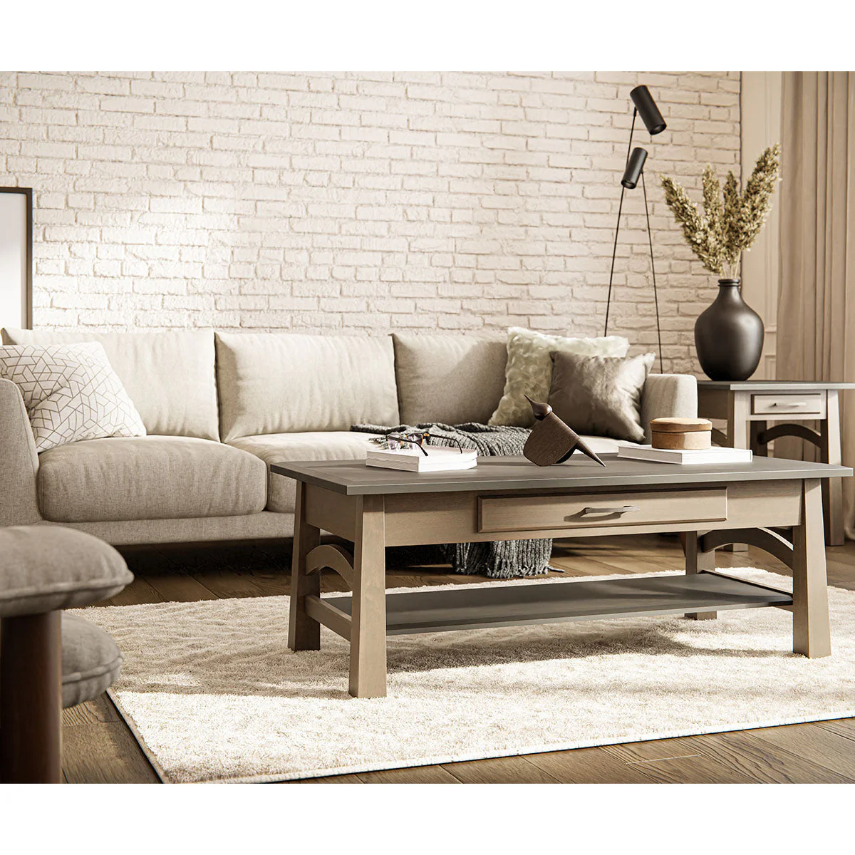 QW Amish Madison Bow Coffee Table with Drawer - Image 2