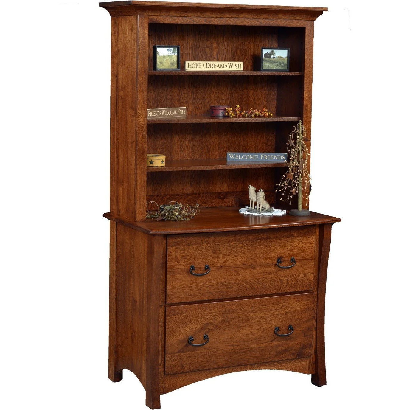 QW Amish Master 2 Drawer with Bookcase