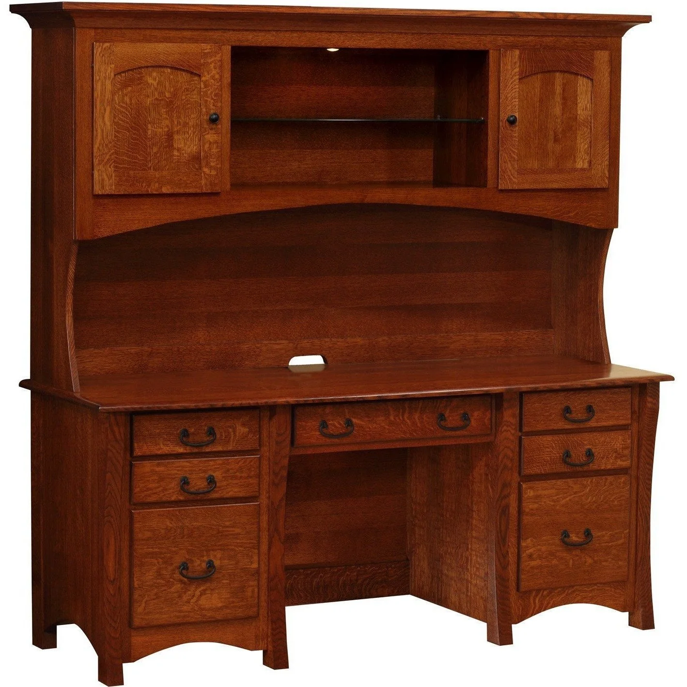 QW Amish Master Double Pedestal Desk w/ Optional Hutch