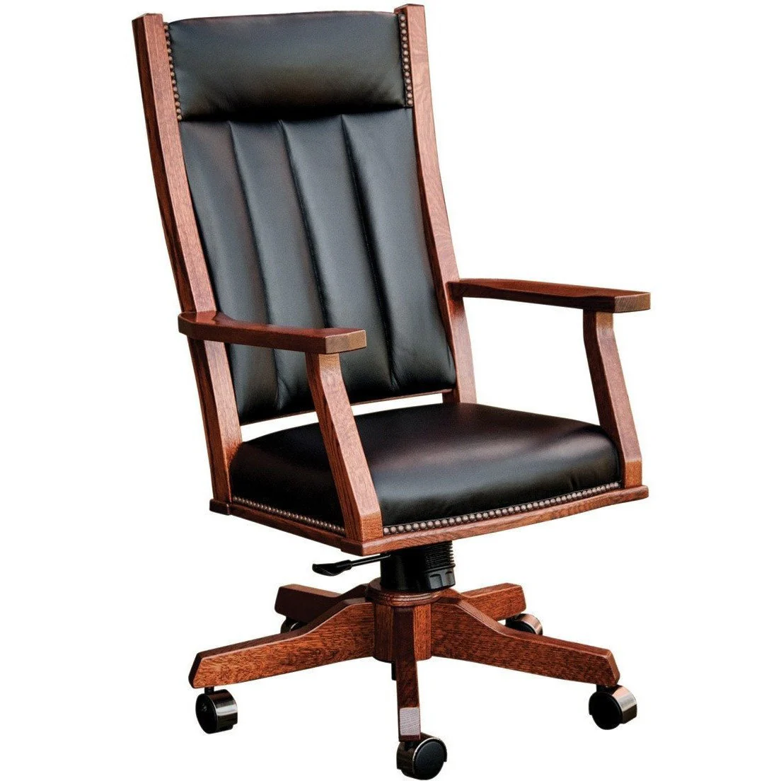 QW Amish Mission Desk Chair (wood arms) - Image 2