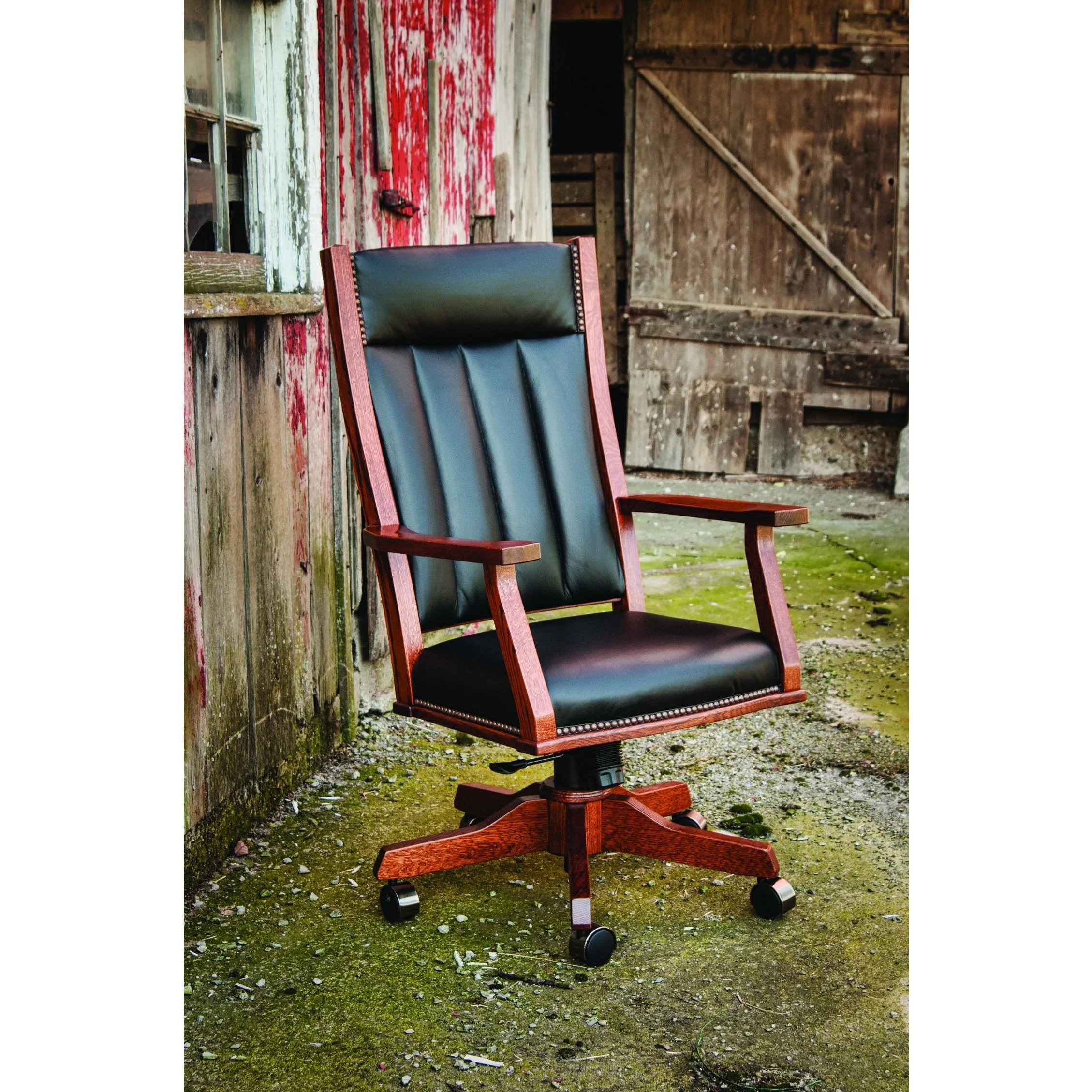 QW Amish Mission Desk Chair (wood arms) - Image 3