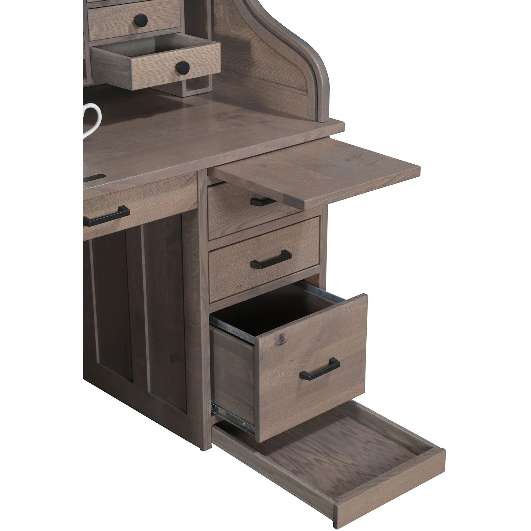 QW Amish Mission 56" Roll-Top Desk with Optional Hutch - Image 3