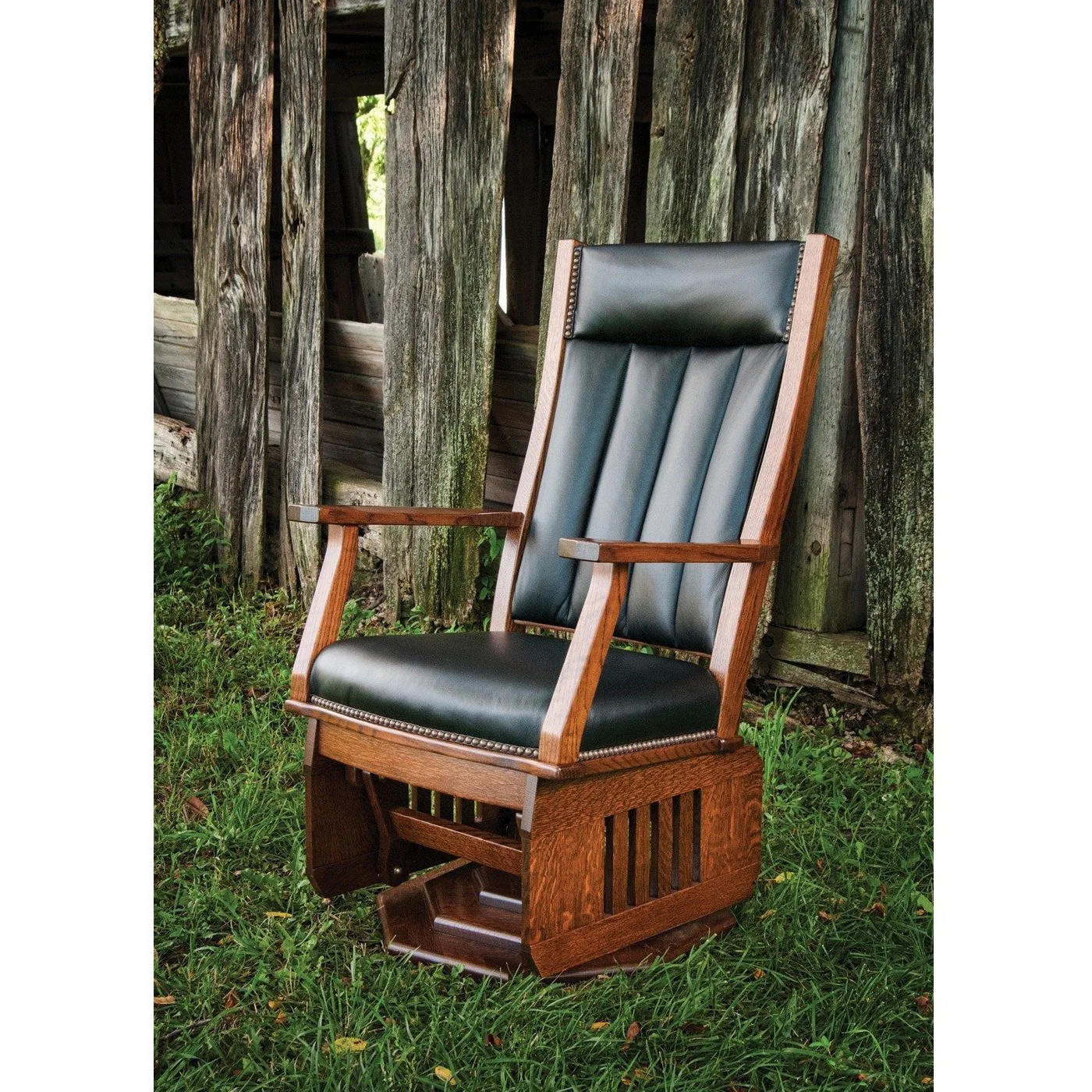 QW Amish Mission Swivel Glider with Platform Base - Image 5
