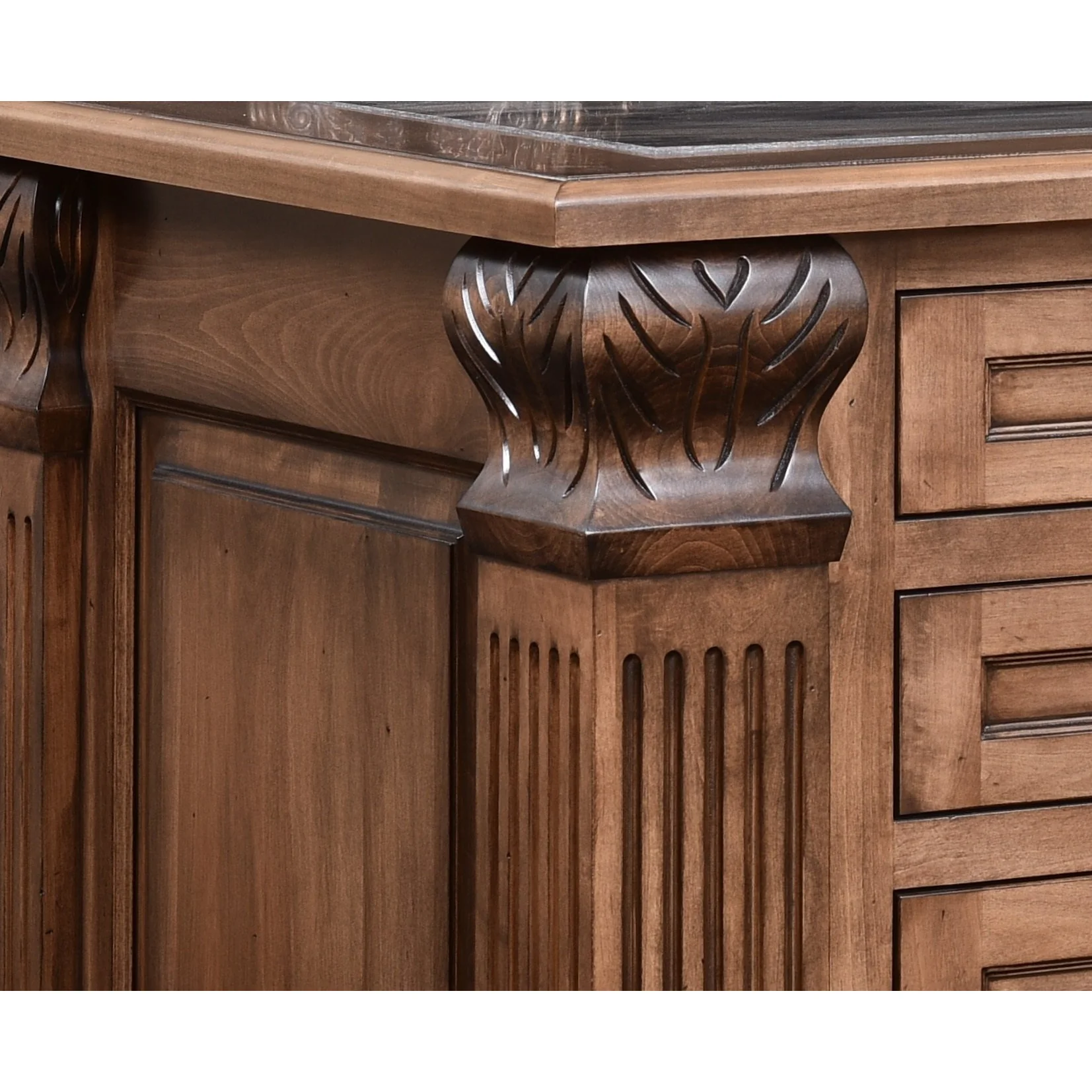 QW Amish Montereau Office 131" Base & Three-Piece Hutch - Image 3