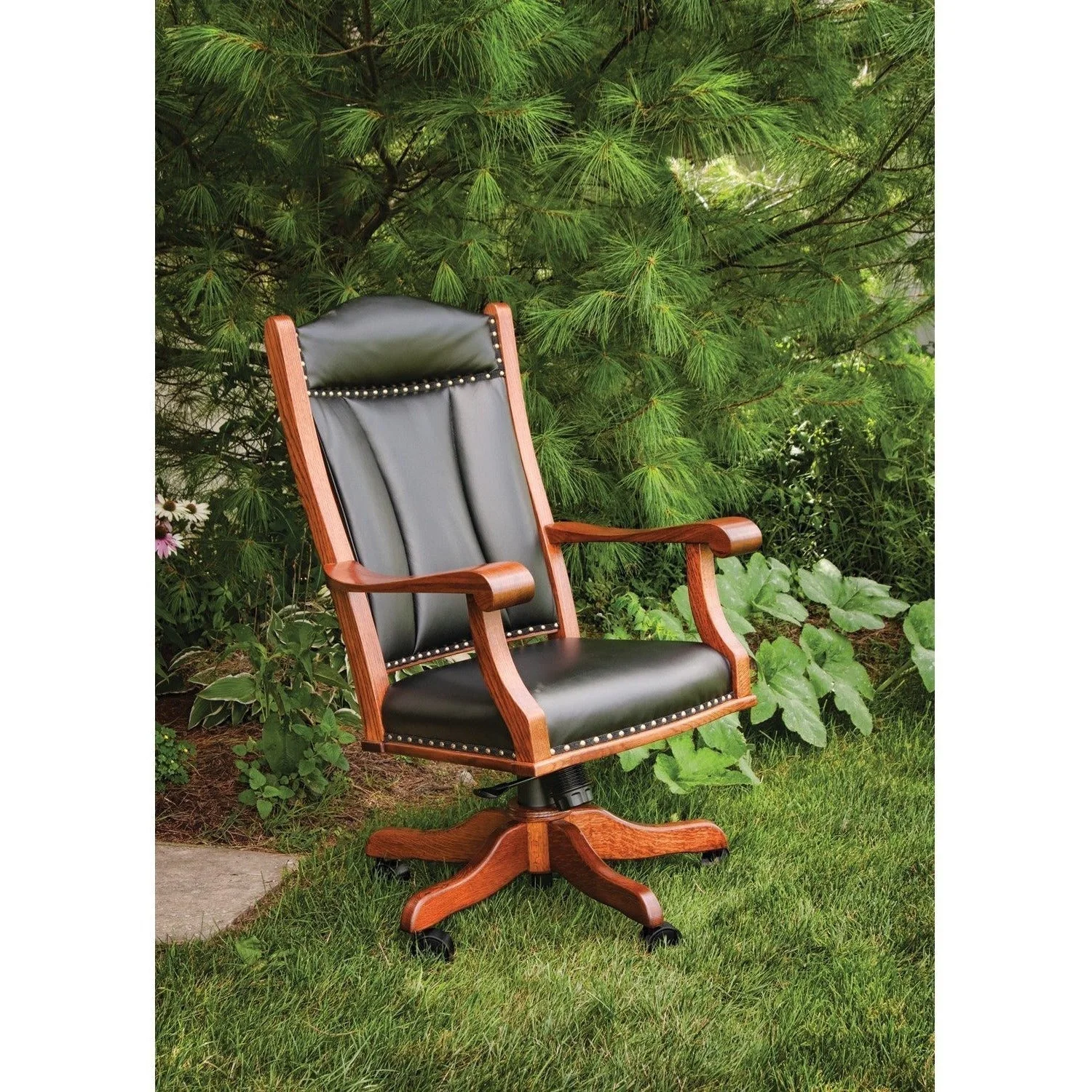 QW Amish Buckeye Desk Chair (wood arms) - Image 4