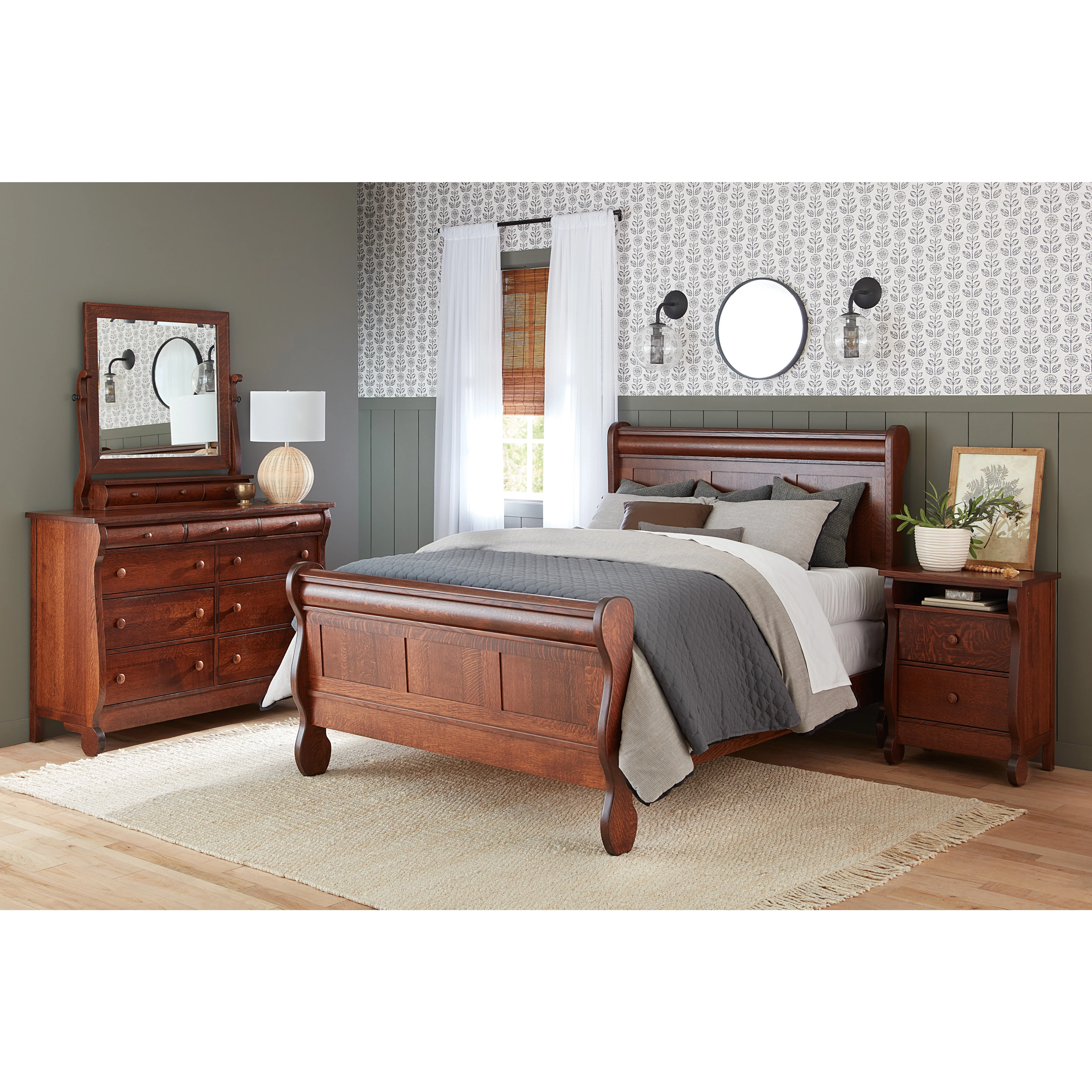 QW Amish Old Classic Sleigh 2 Drawer Nightstand - Image 2