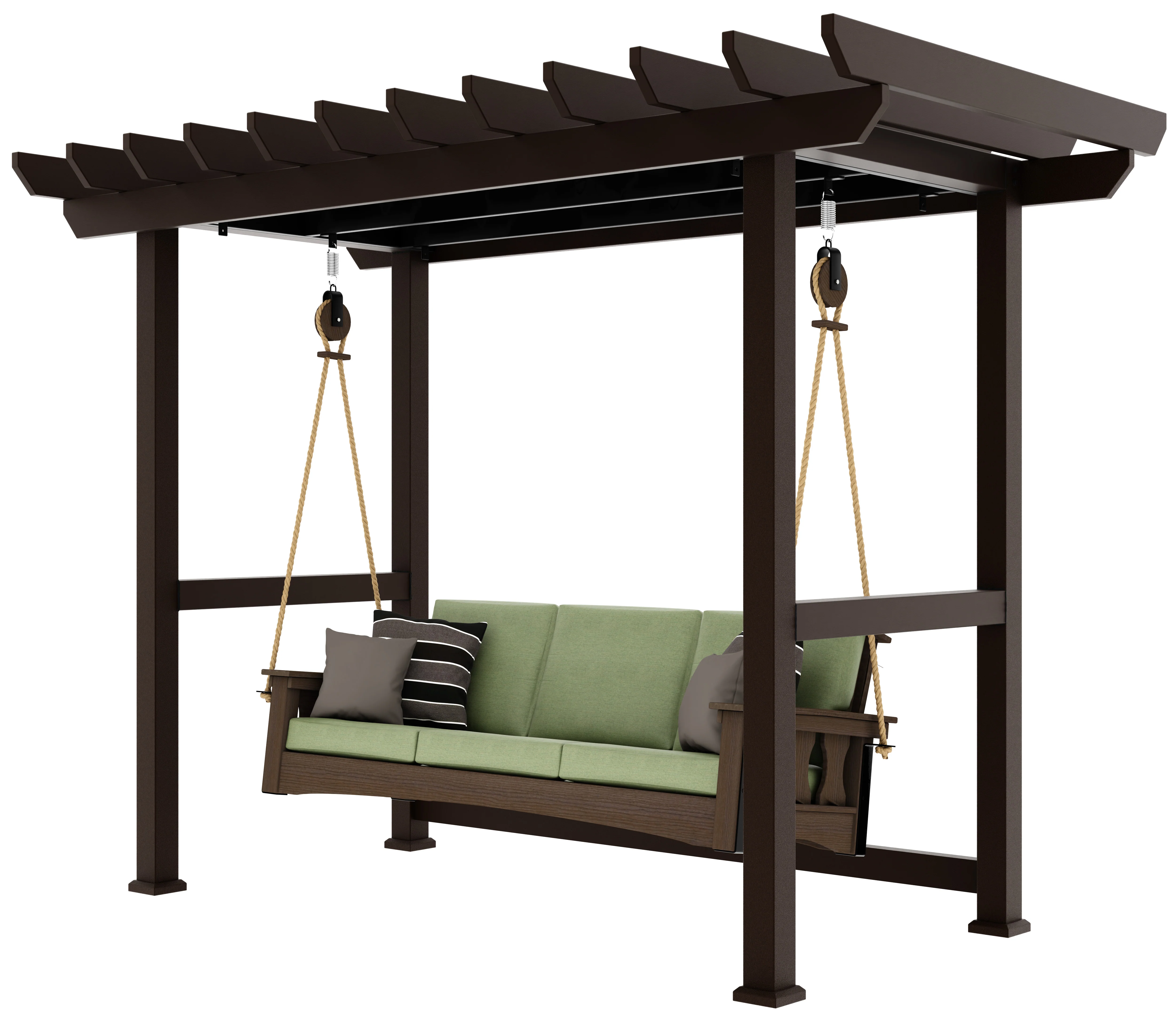 QW Amish Copper Pergola Frame w/ Optional Heritage Sofa Swing