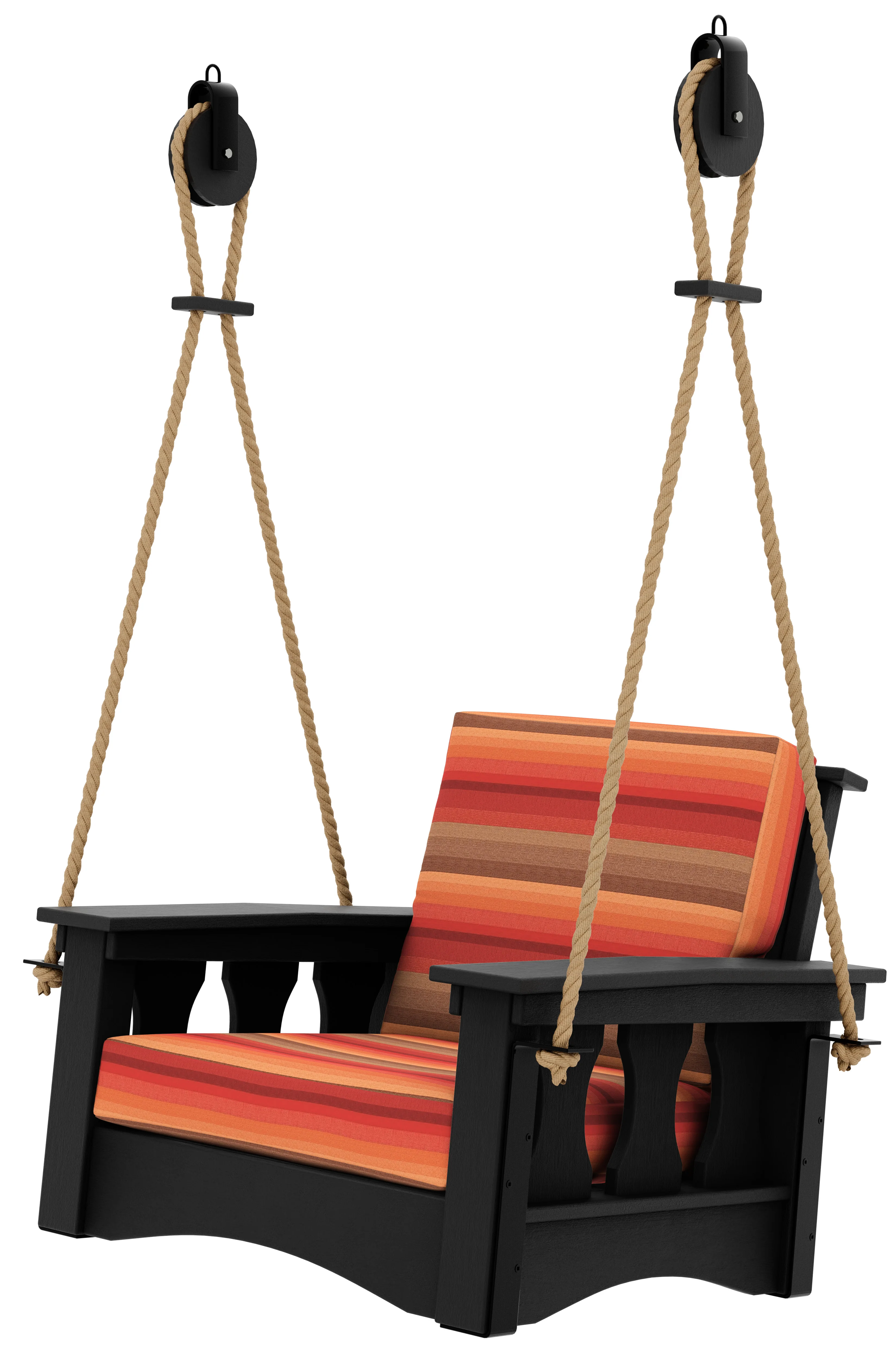 QW Amish Black Pergola Frame w/ Optional Heritage Chair Swings - Image 2
