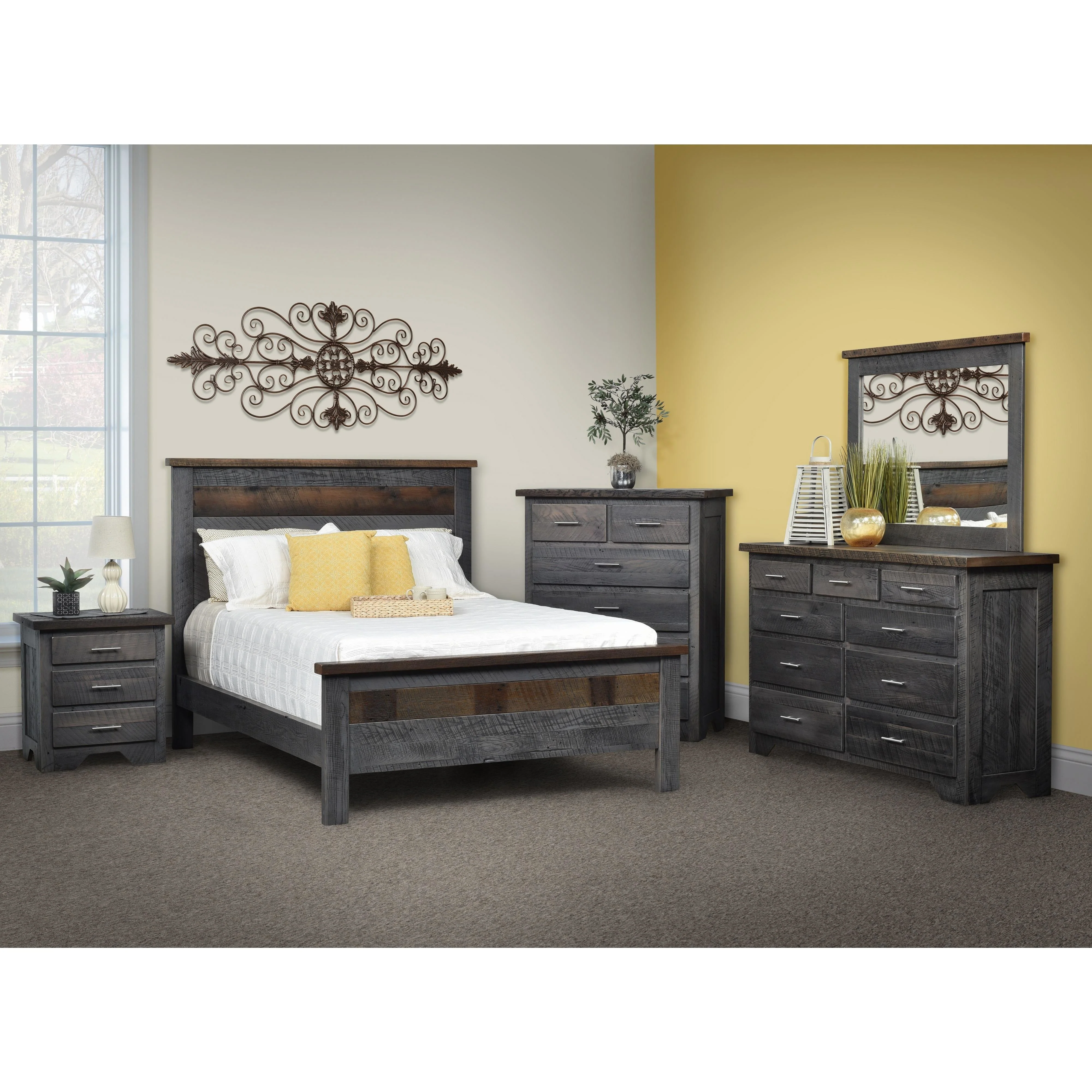 QW Amish London Fog Reclaimed Barnwood Bed - Image 2