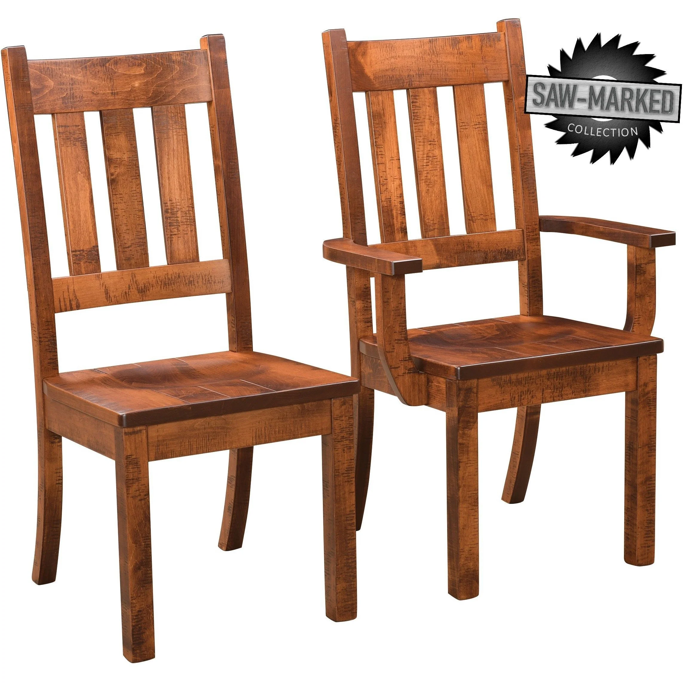 QW Amish 'Saw-Marked' Auburn 7pc Dining Set - Image 4