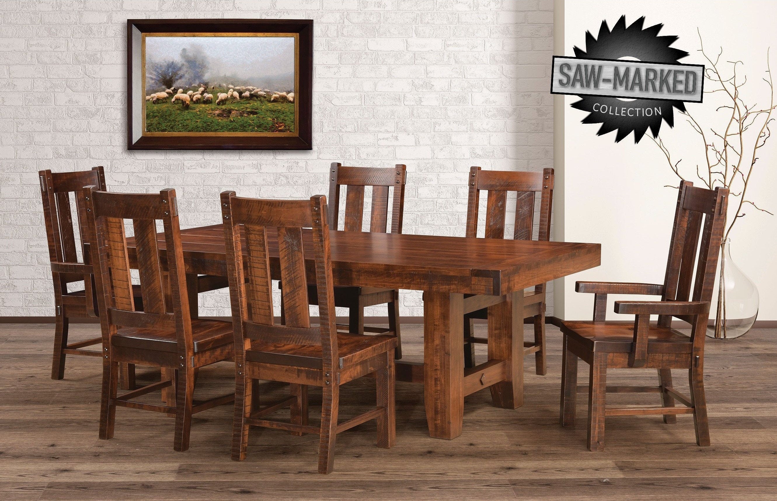 QW Amish 'Saw-Marked' Houston 7pc Dining Set