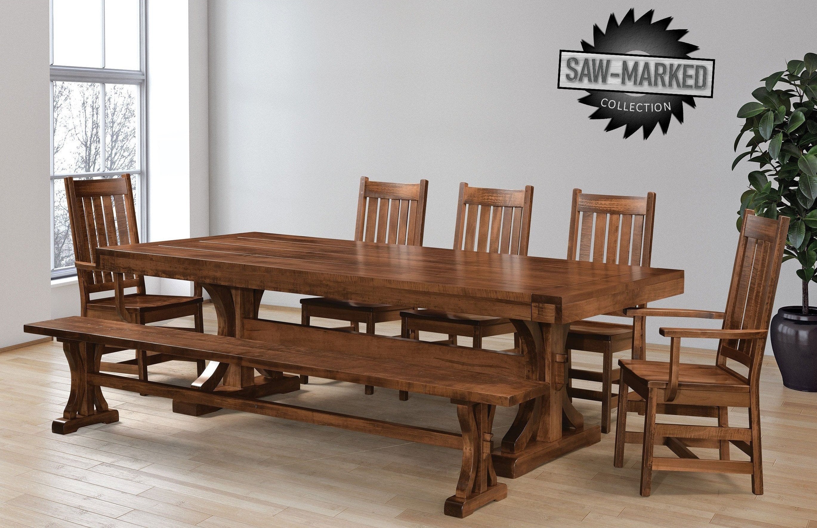 QW Amish 'Saw-Marked' Karlisle 7pc Dining Set