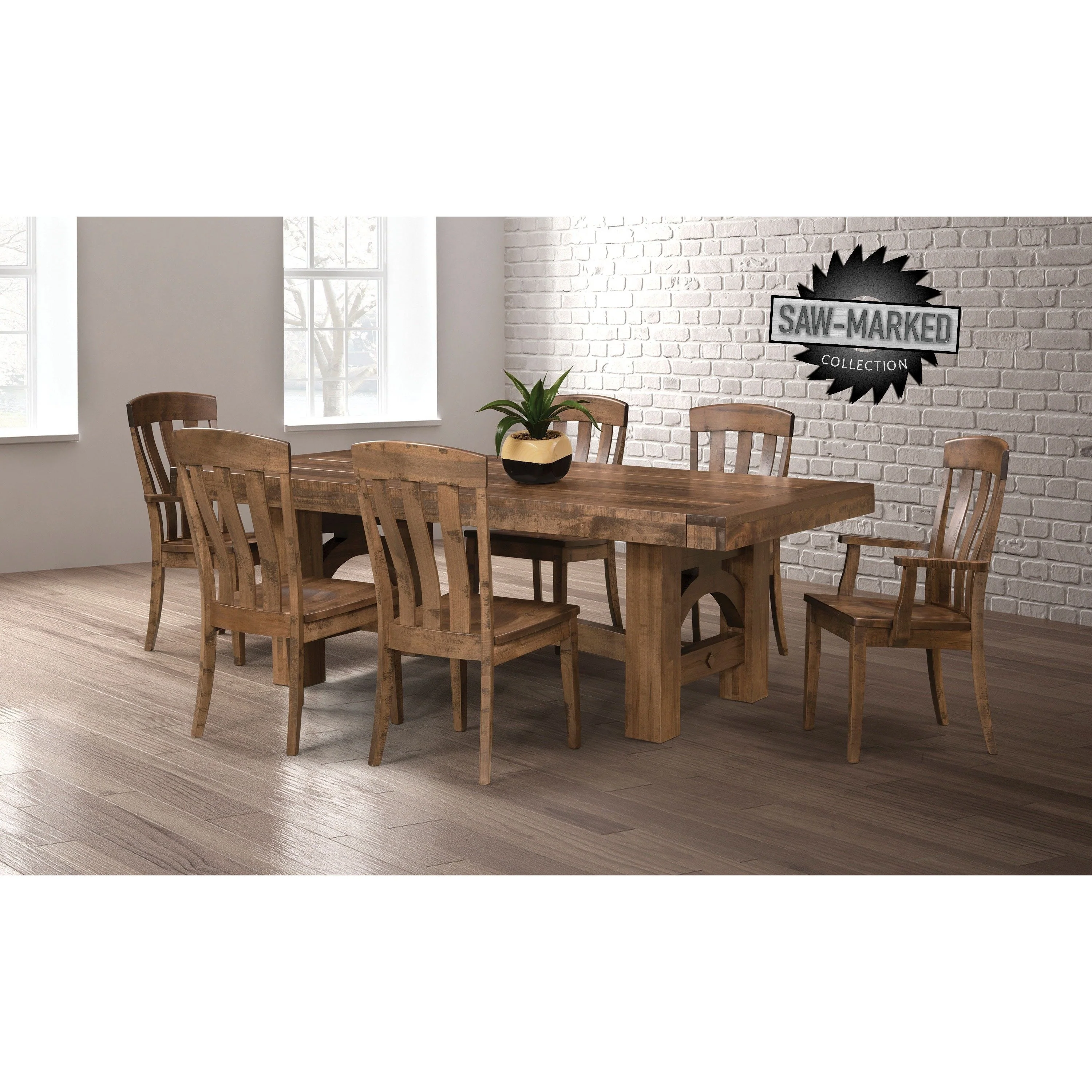 QW Amish 'Saw-Marked' Portland Table - Image 2