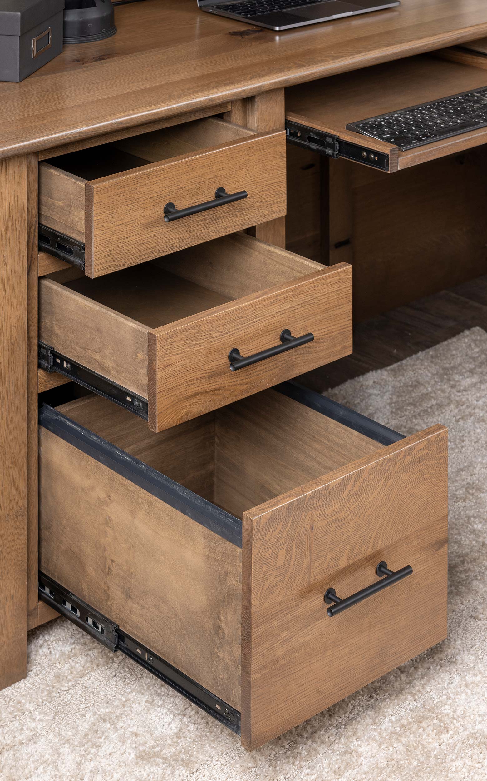 QW Amish Settlers L Shape Desk w/ Optional Hutch - Image 5