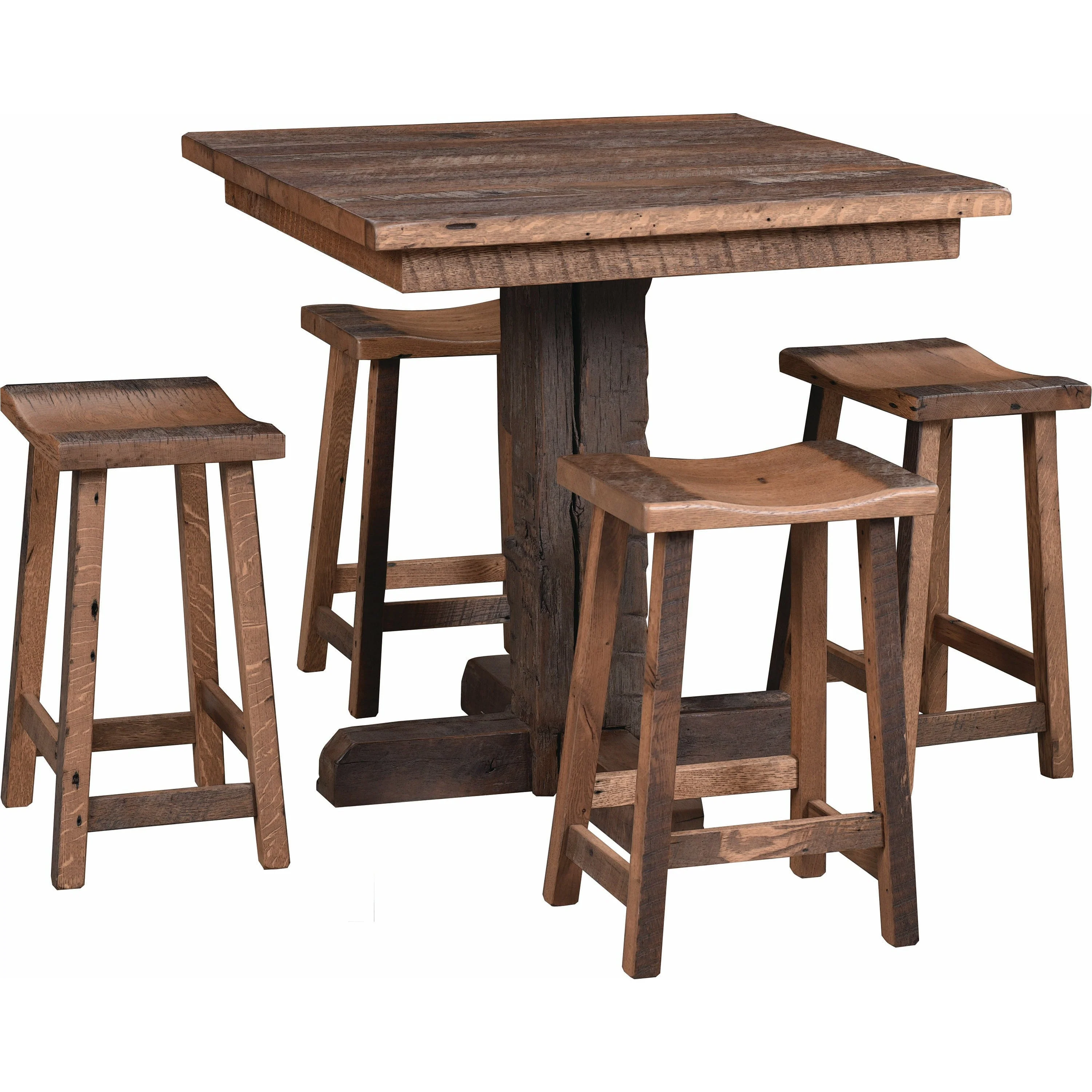 QW Amish Silverton Reclaimed Barnwood Saddle Stool - Image 2