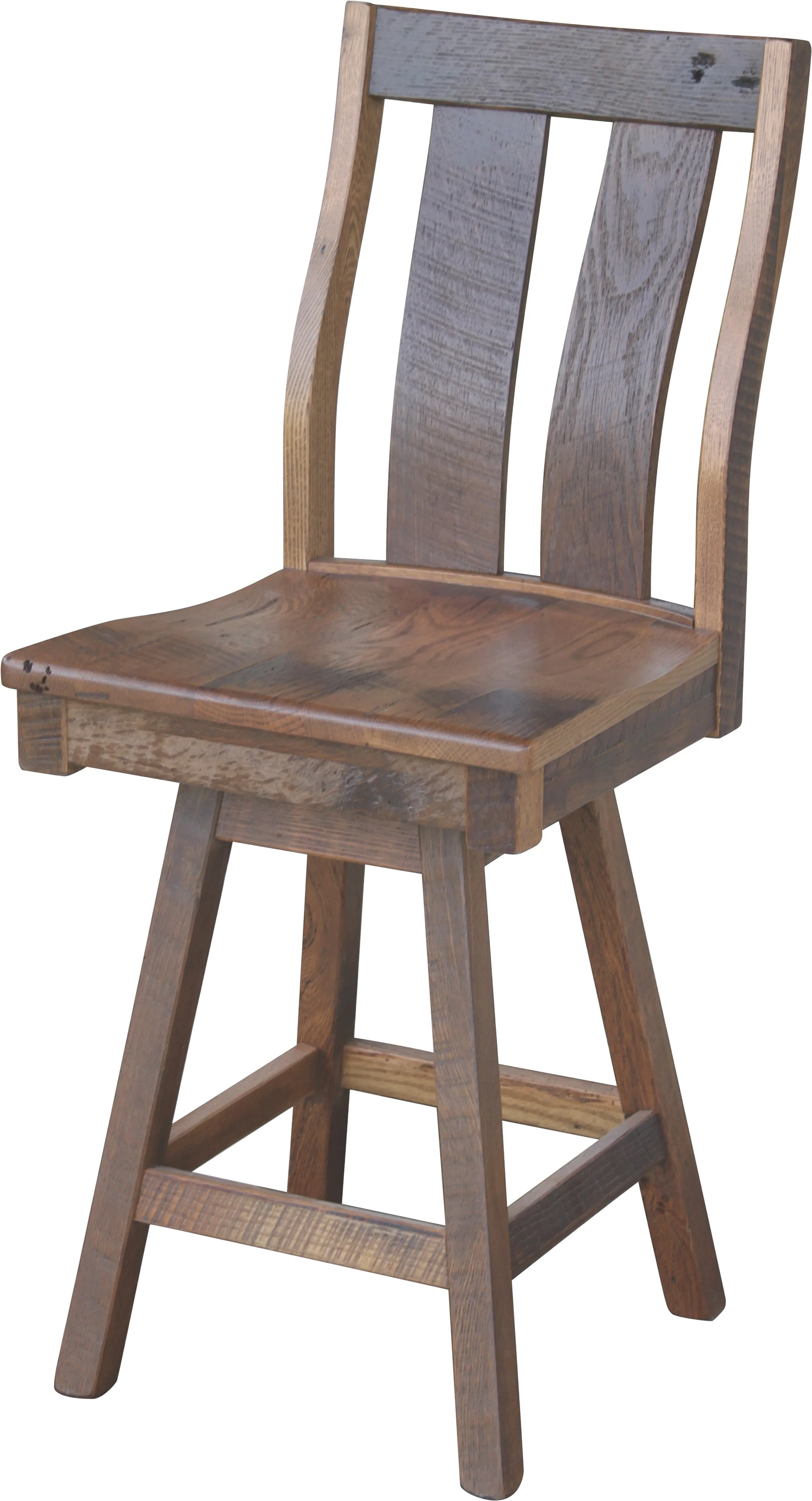 QW Amish Silverton Reclaimed Barnwood Swivel Bar Chair