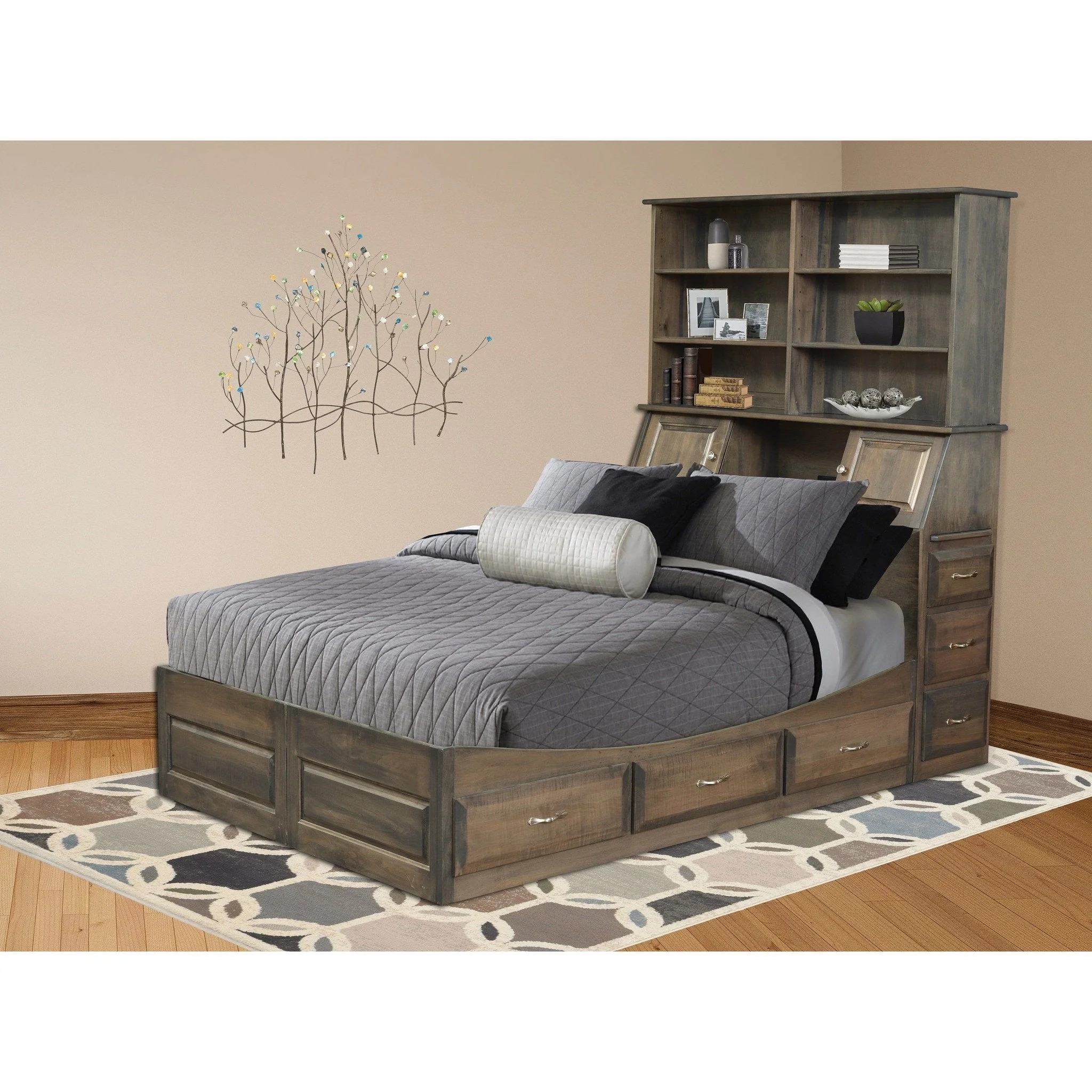 QW Amish Sleigh Bookcase Storage Bed - Image 2