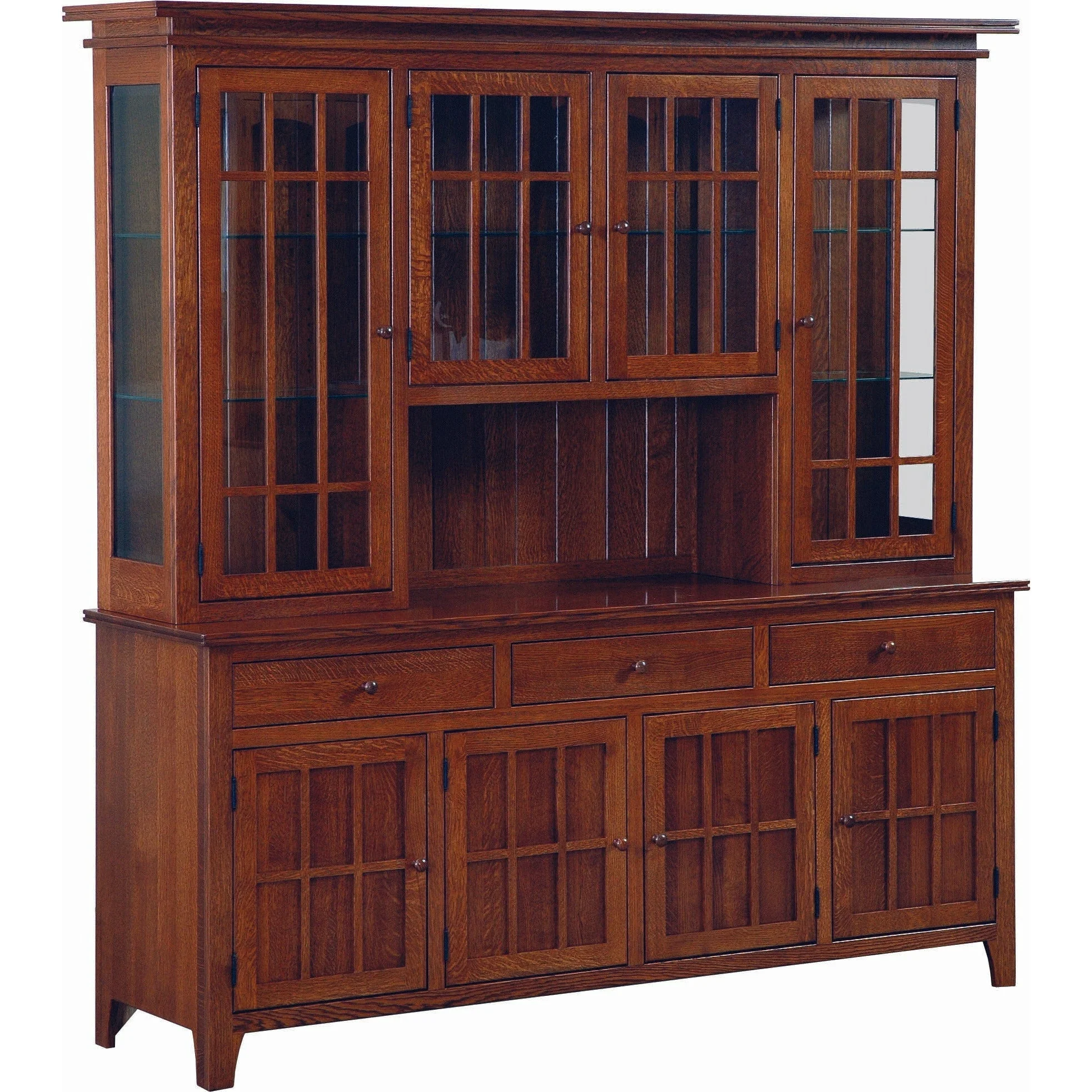 QW Amish Spruce Creek 4 Door Buffet with Hutch Shiplap Back