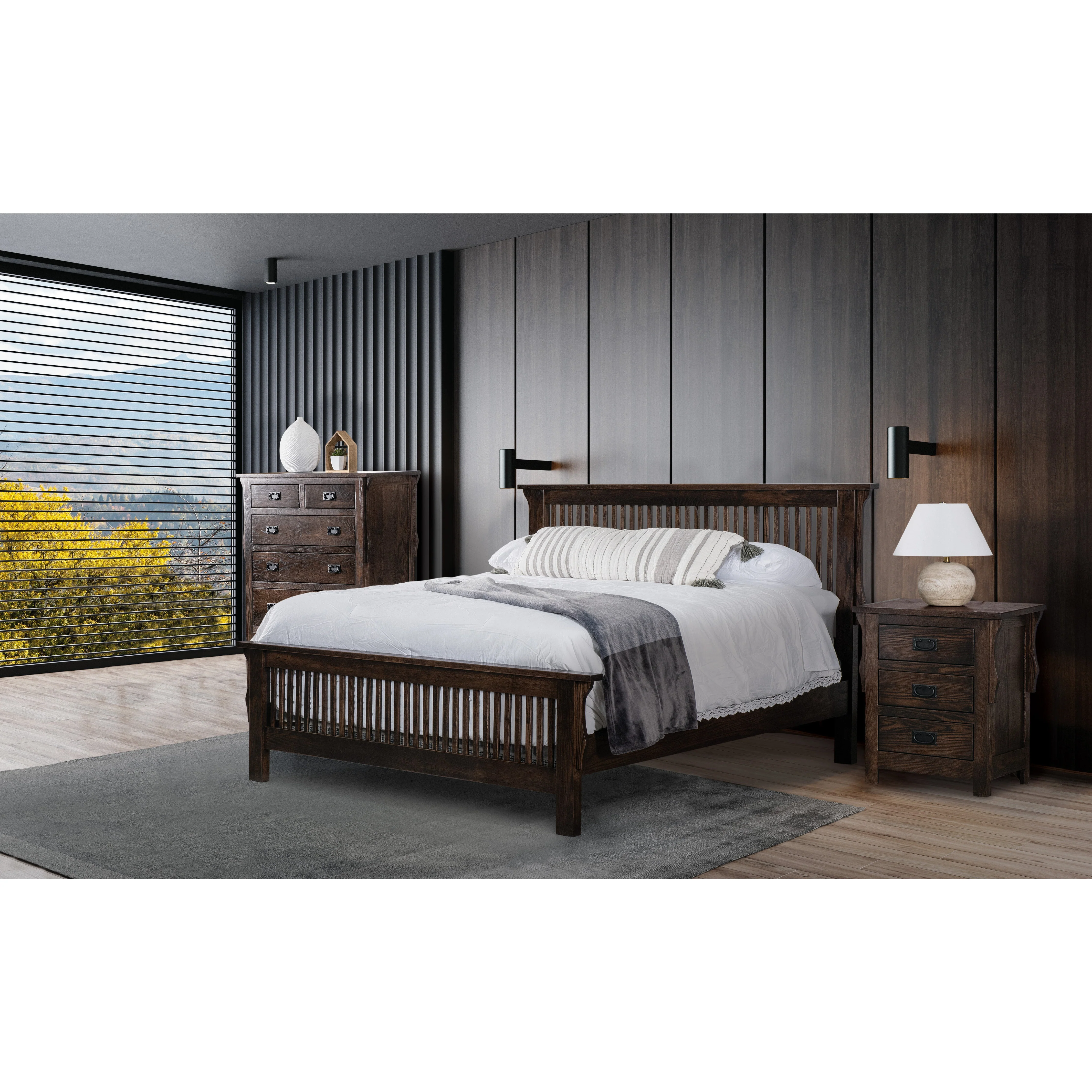 QW Amish Stick Mission 3 Drawer Nightstand - Image 2