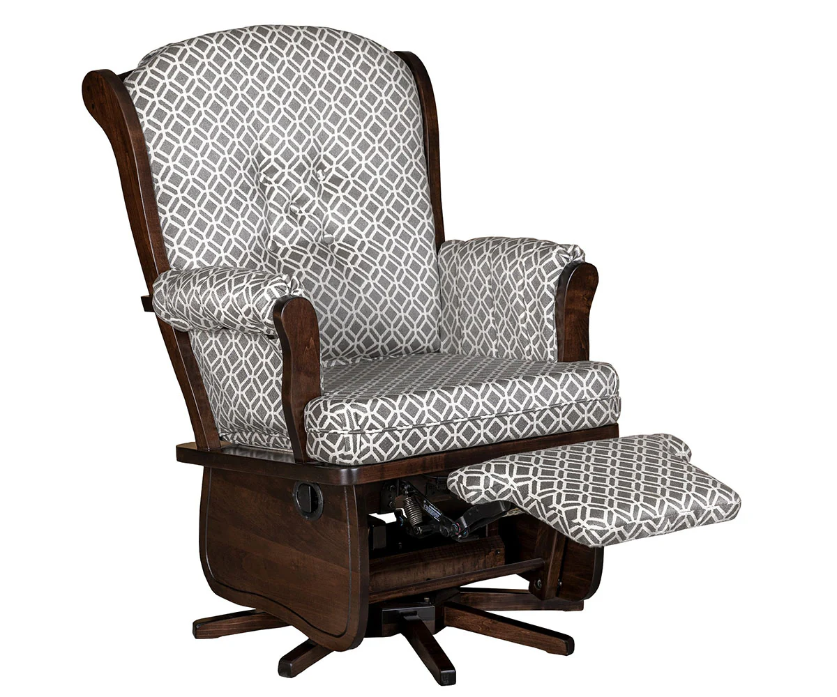 QW Amish Swanback Swivel Glider with Flip-out Footrest - Image 2