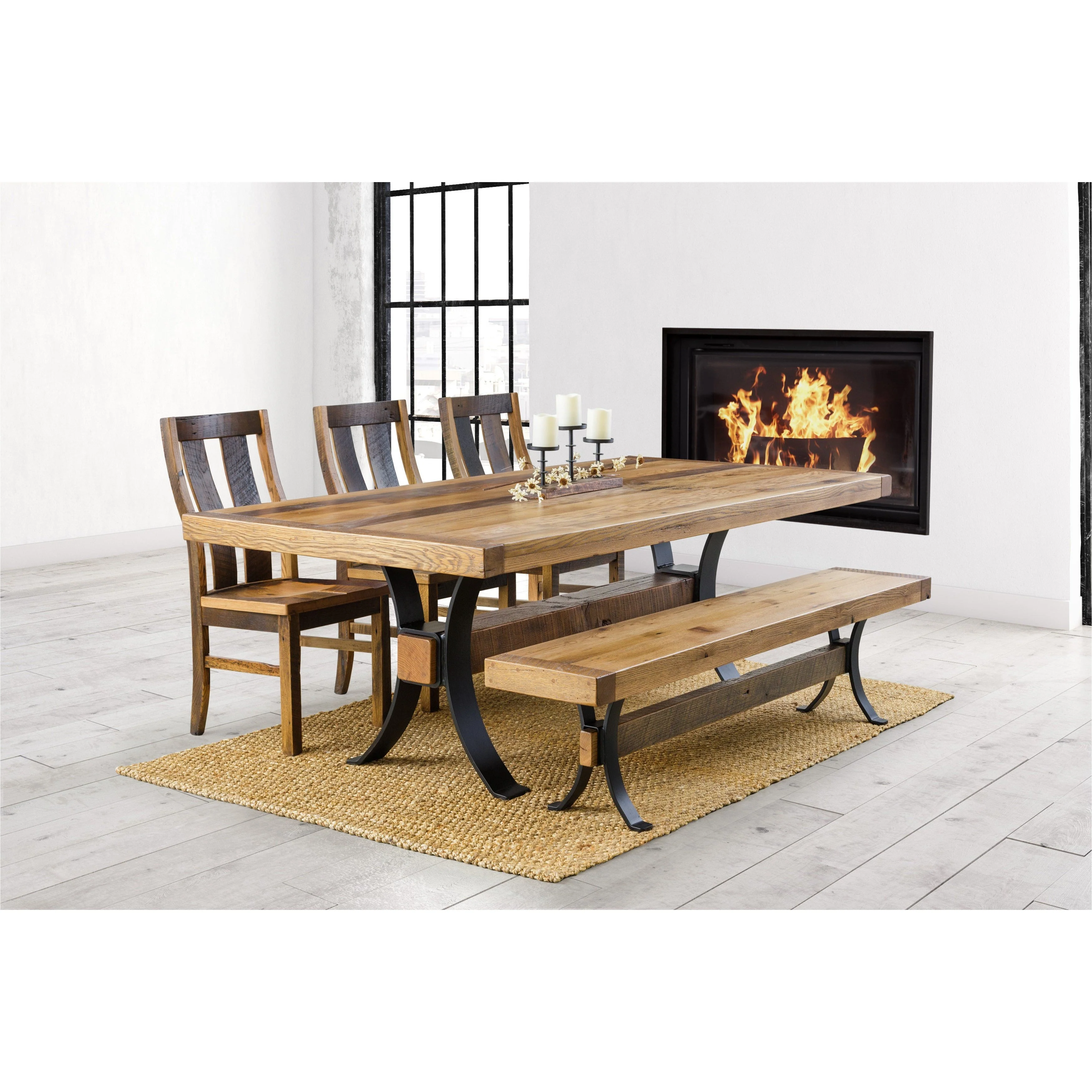 QW Amish Timber Frame Reclaimed Barnwood Bench - Image 3