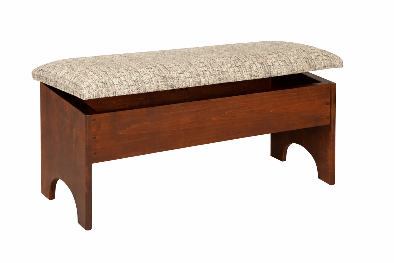 QW Amish Traditional Storage Bench w/ Upholstered Seat (select size)