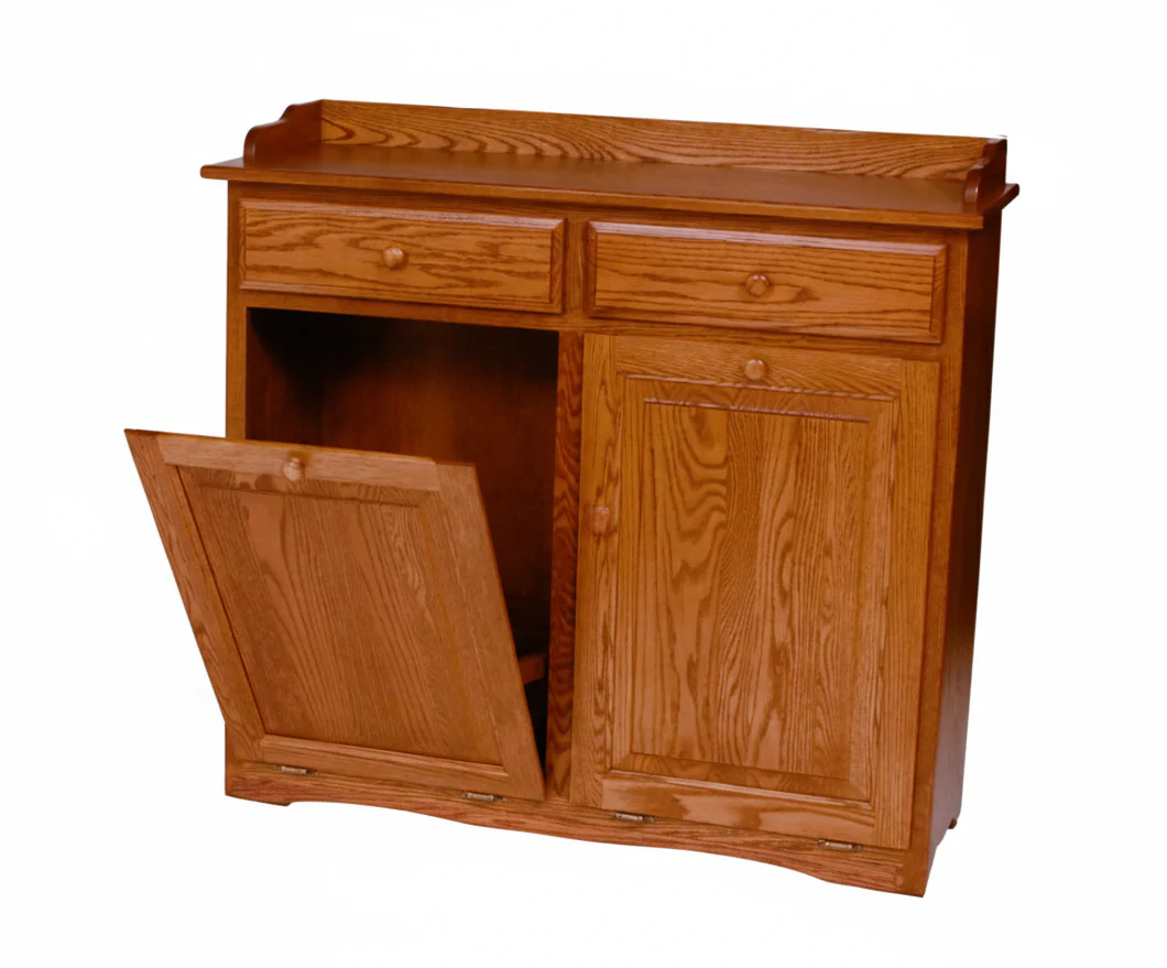 QW Amish Traditional Double Trash Bin w/ Drawers