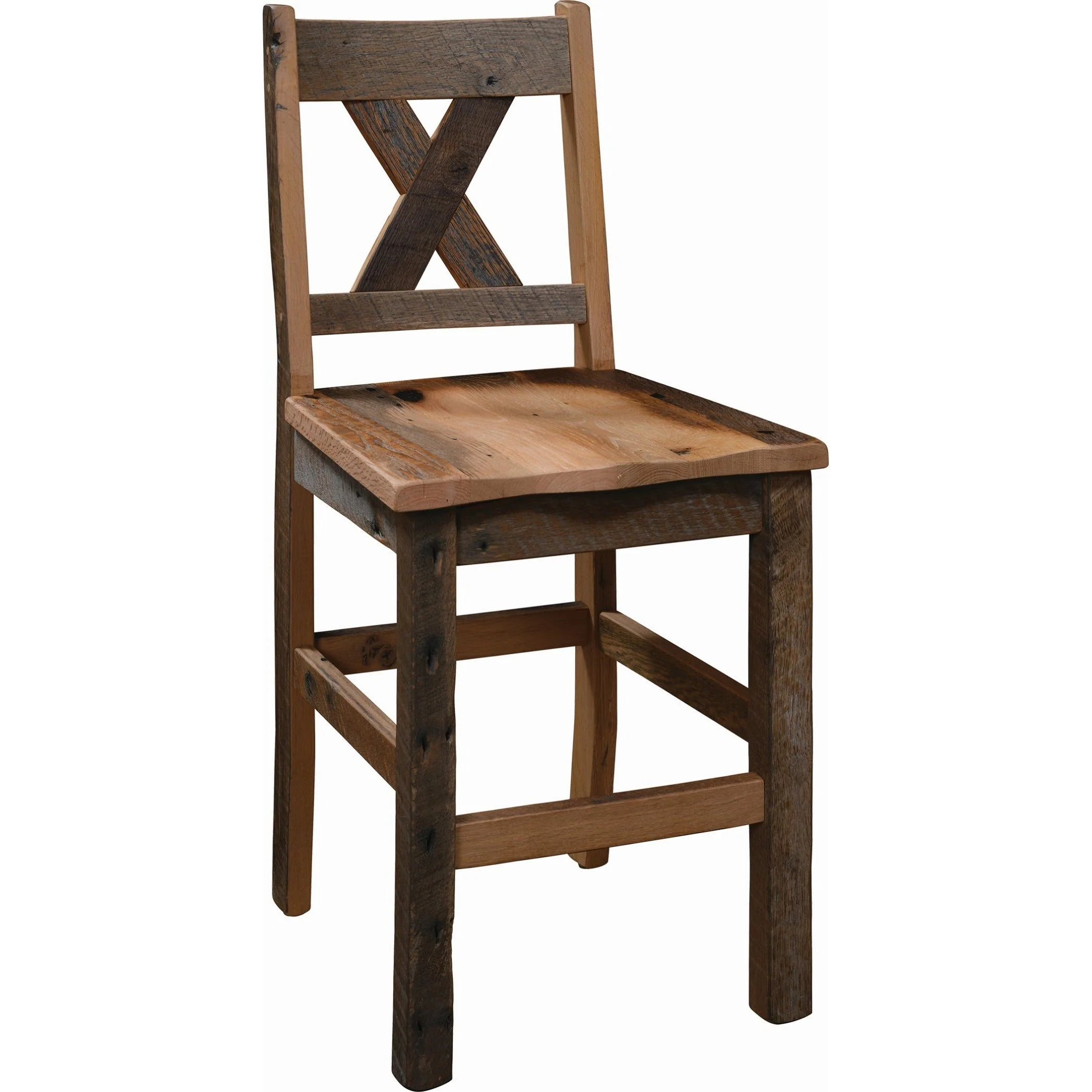 QW Amish Western Railway Reclaimed Barnwood Bar Chair