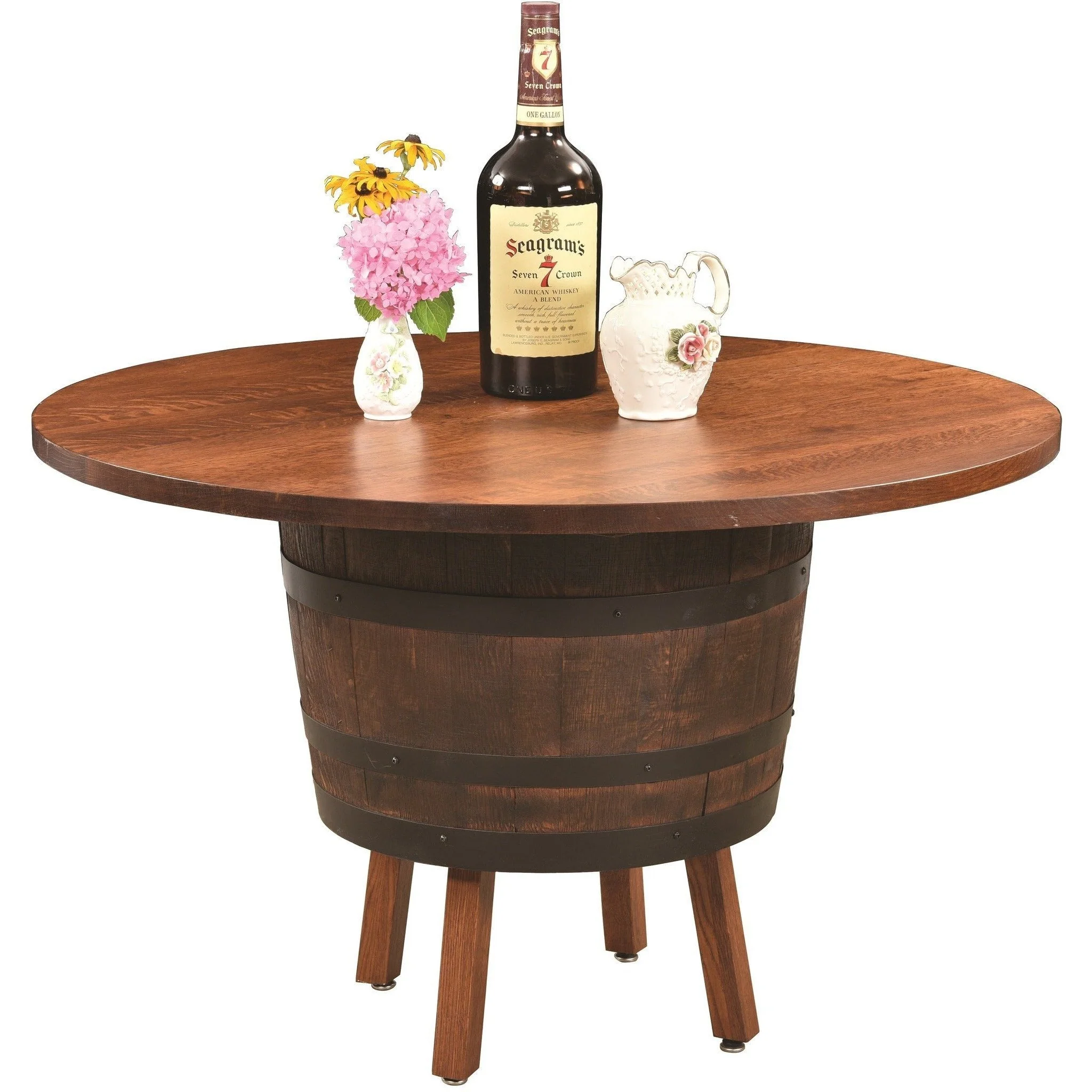 QW Amish Whiskey 1/2 Barrel Table Set - QSWO - Image 2