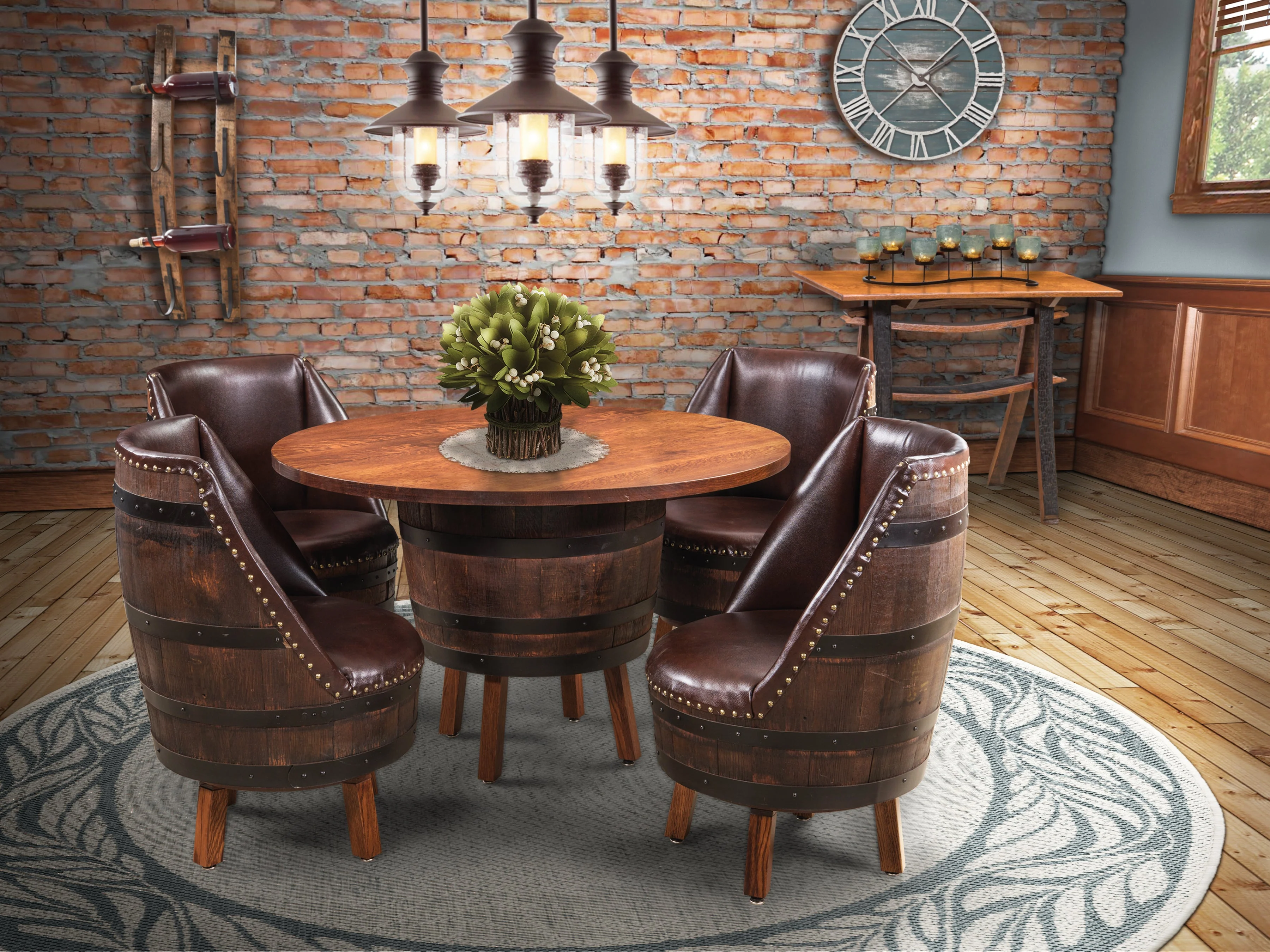 QW Amish Whiskey 1/2 Barrel Table Set - QSWO - Image 4