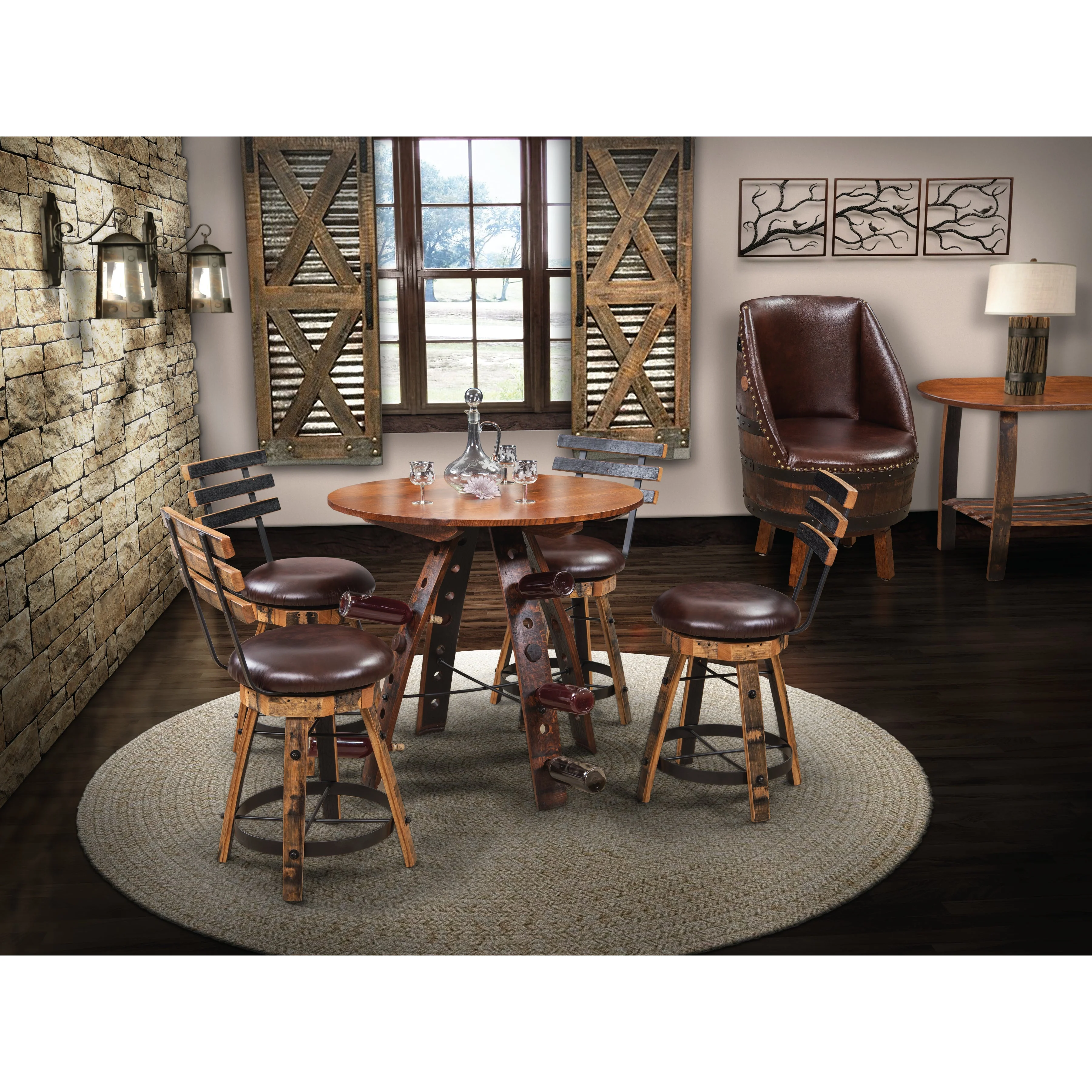 QW Amish Whiskey Barrel Stave Swivel Stool - Image 2