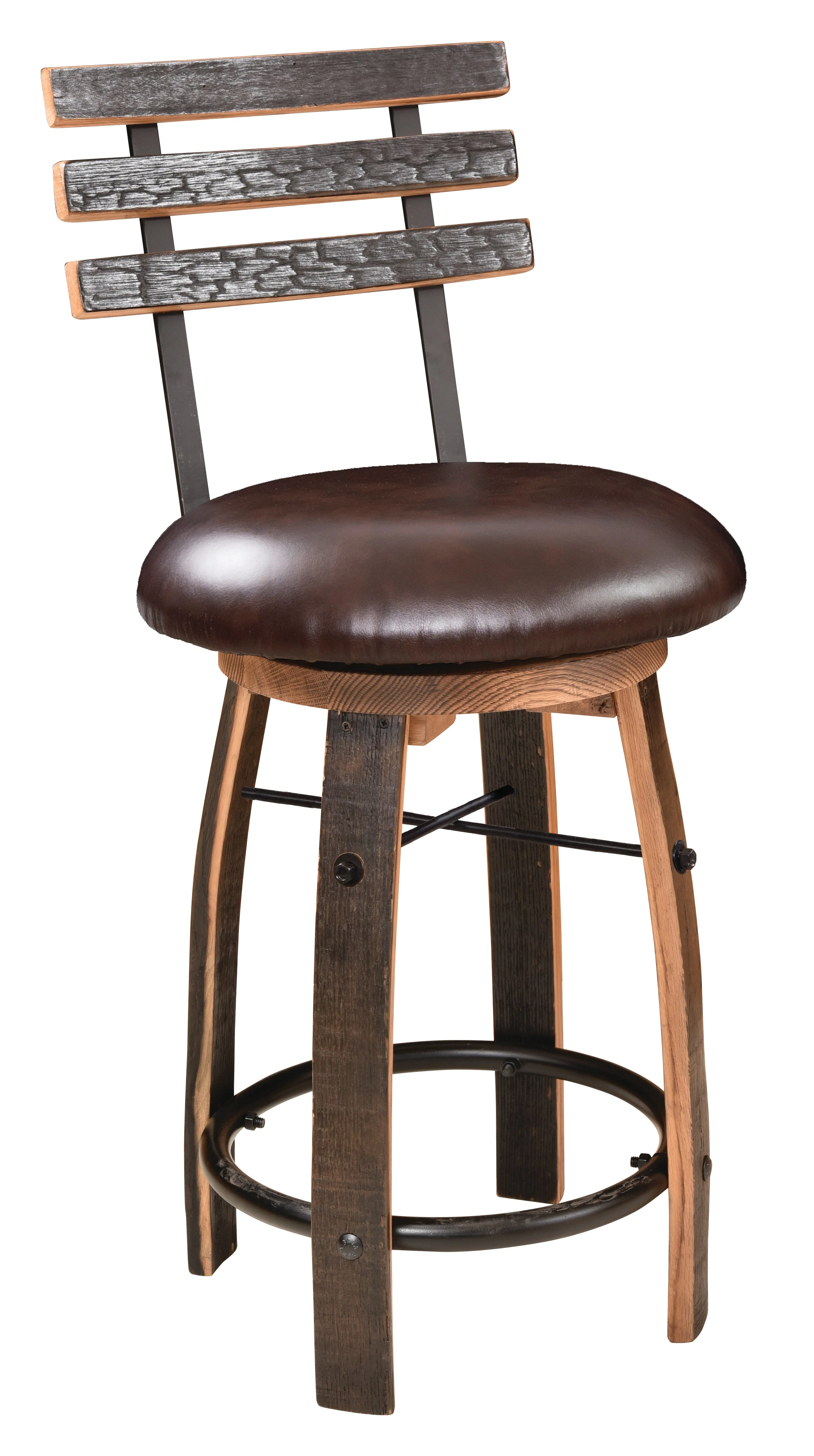 QW Amish Whiskey Barrel Table Set - Burnt Hickory - Image 4